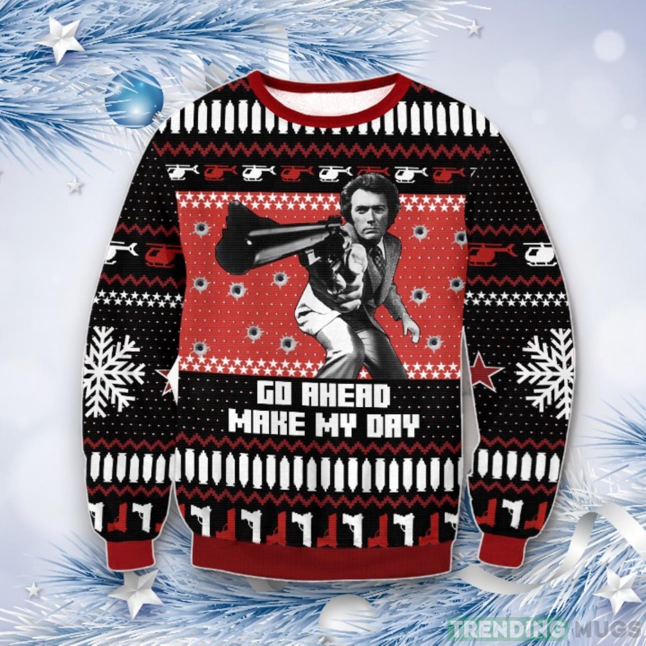 Clint Eastwood Dirty Harry Go Ahead Make My Day Ugly Christmas Sweater For Men Women Product Photo 1 Clint Eastwood Dirty Harry Go Ahead Make My Day Ugly Christmas Sweater For Men Women Product Photo 1