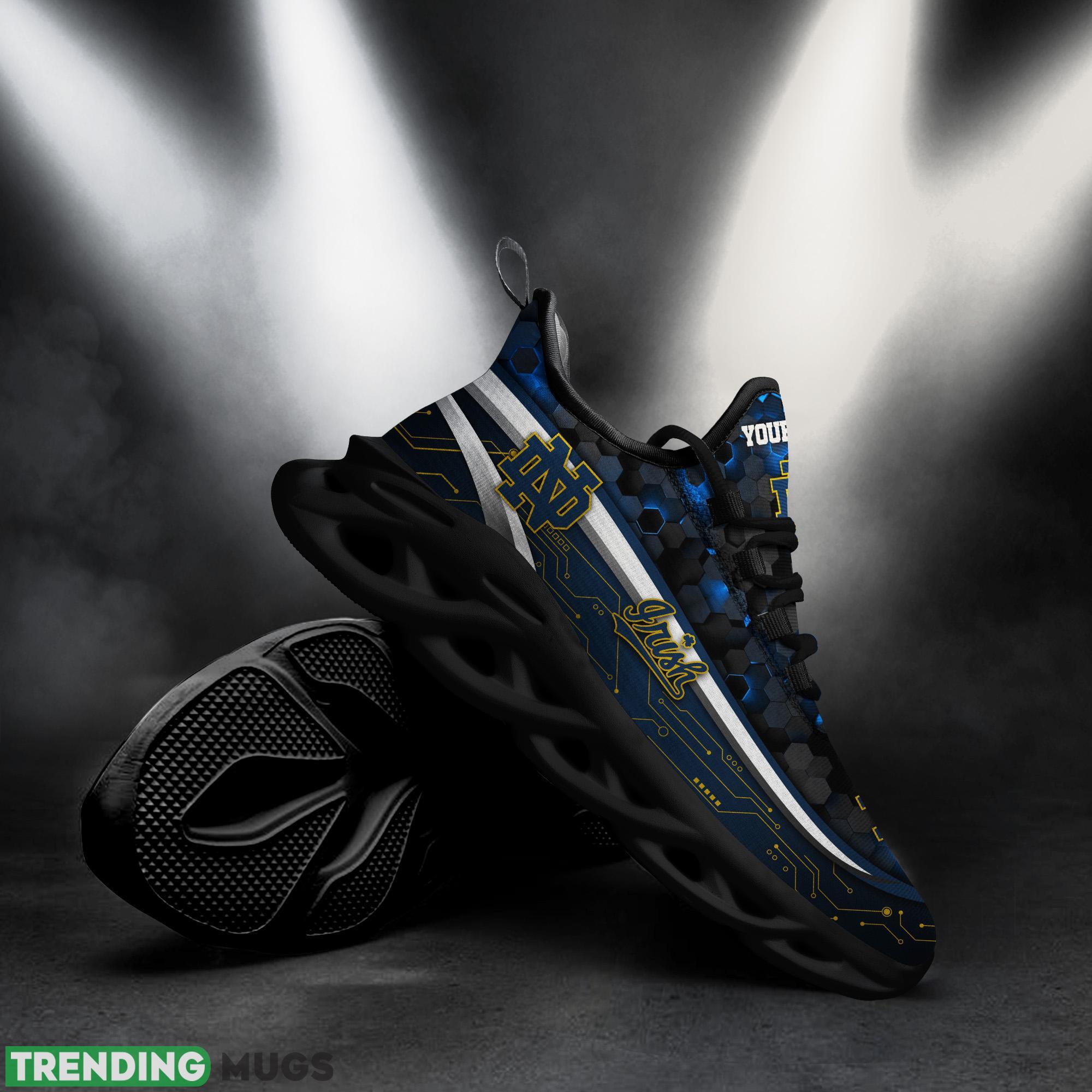 Custom Name Notre Dame Fighting Irish Black Team Chunky Sneakers For Fans Gift New Max Soul Shoes Max Soul Custom Name Notre Dame Fighting Irish Black Team Chunky Sneakers For Fans Gift New Max Soul Shoes Max Soul