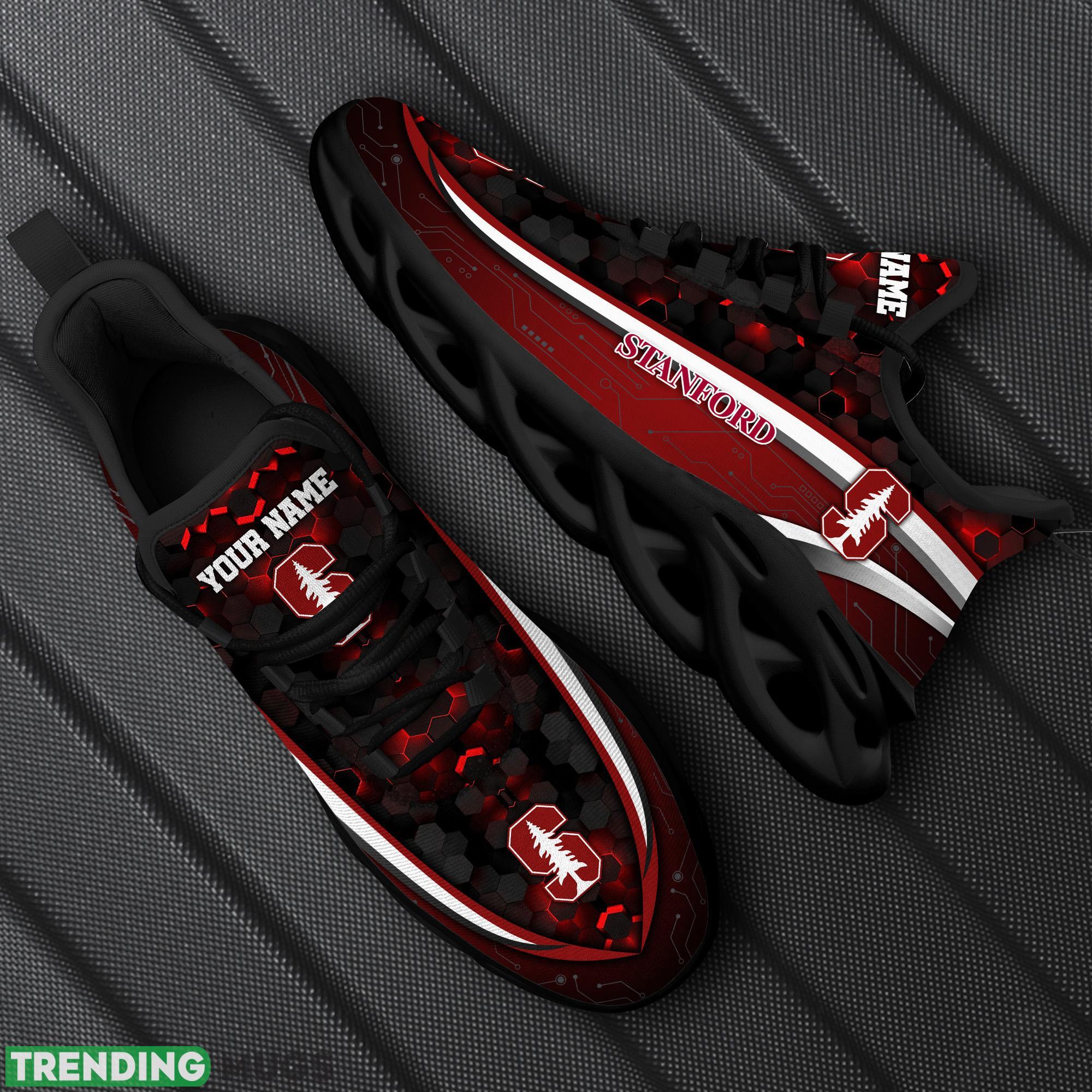Custom Name Stanford Cardinal Black Team Chunky Sneakers For Fans Gift New Max Soul Shoes - Stanford Cardinal Black Max Soul Shoes Custom Your Name Sport Sneakers_1
