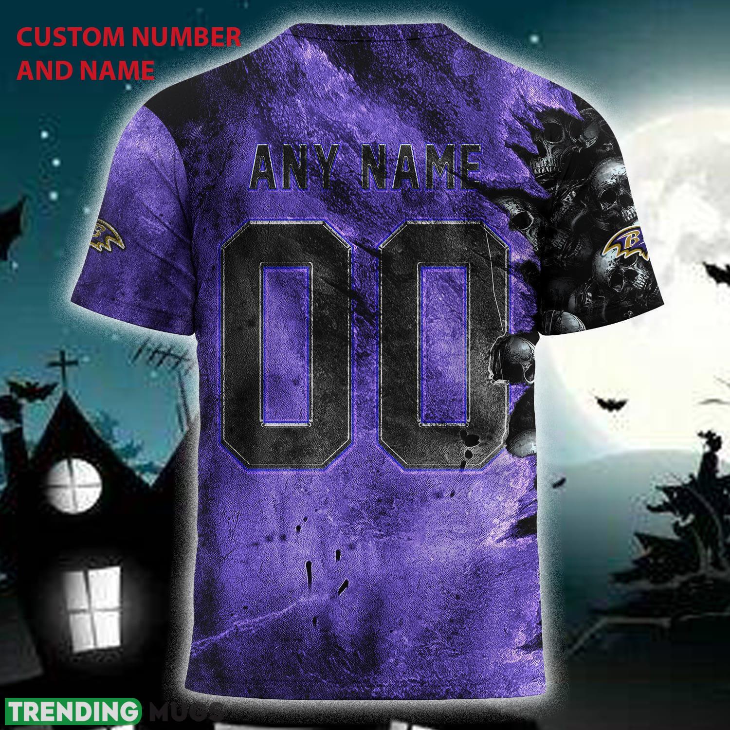 Custom Number And Name Baltimore Ravens NFL Skull Christmas Fans 3D T Shirt For Men And Women Gift 3D T Shirt Custom Number And Name Baltimore Ravens NFL Skull Christmas Fans 3D T Shirt For Men And Women Gift 3D T Shirt