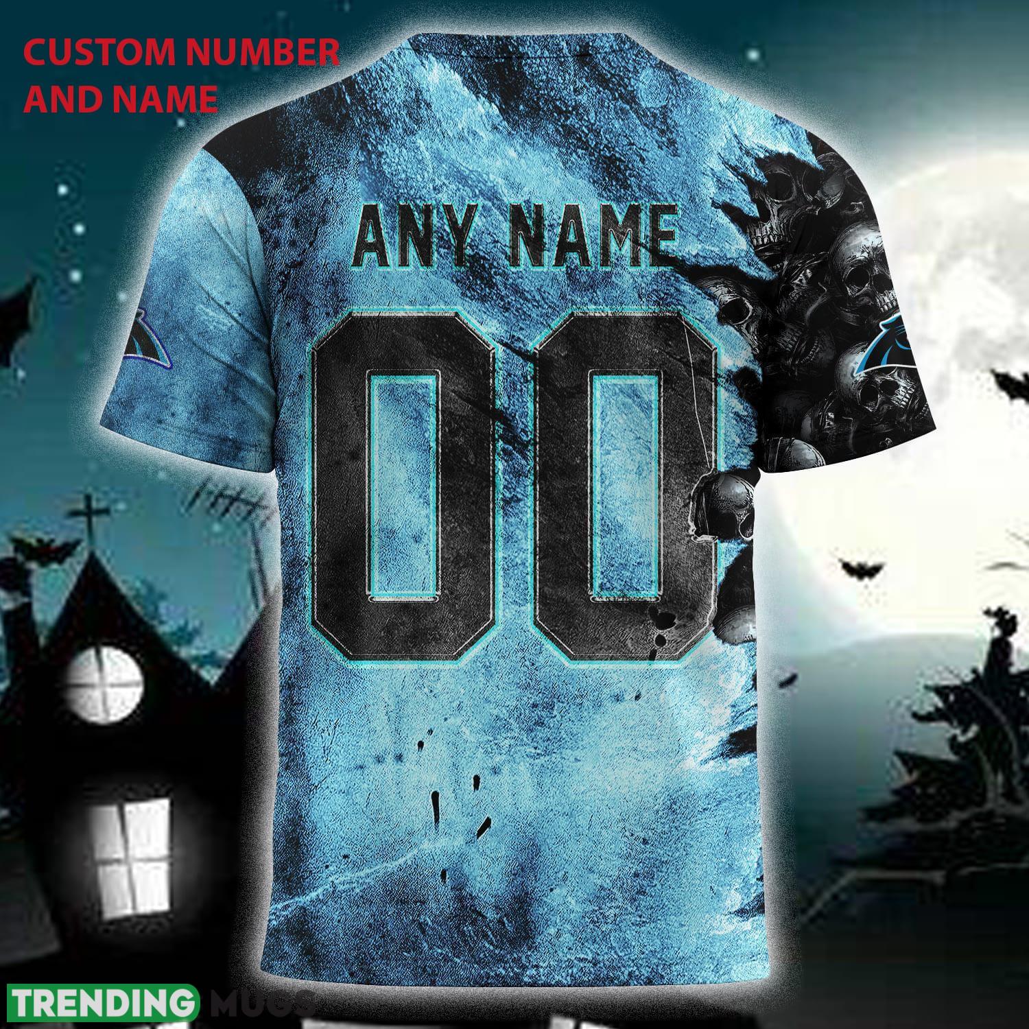 Custom Number And Name Carolina Panthers NFL Skull Christmas Fans 3D T Shirt For Men And Women Gift 3D T Shirt Custom Number And Name Carolina Panthers NFL Skull Christmas Fans 3D T Shirt For Men And Women Gift 3D T Shirt