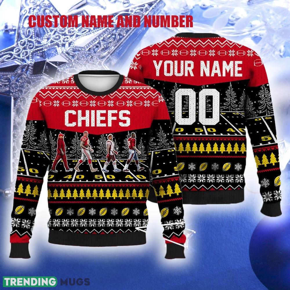 Custom Number And Name Chiefs Walking Abbey Road Ugly Christmas Sweater Football Fans Gift Familys - Custom Number And Name Chiefs Walking Abbey Road Ugly Christmas Sweater Football Fans Gift Familys Custom Number And Name Chiefs Walking Abbey Road Ugly Christmas Sweater Football Fans Gift Familys - Custom Number And Name Chiefs Walking Abbey Road Ugly Christmas Sweater Football Fans Gift Familys