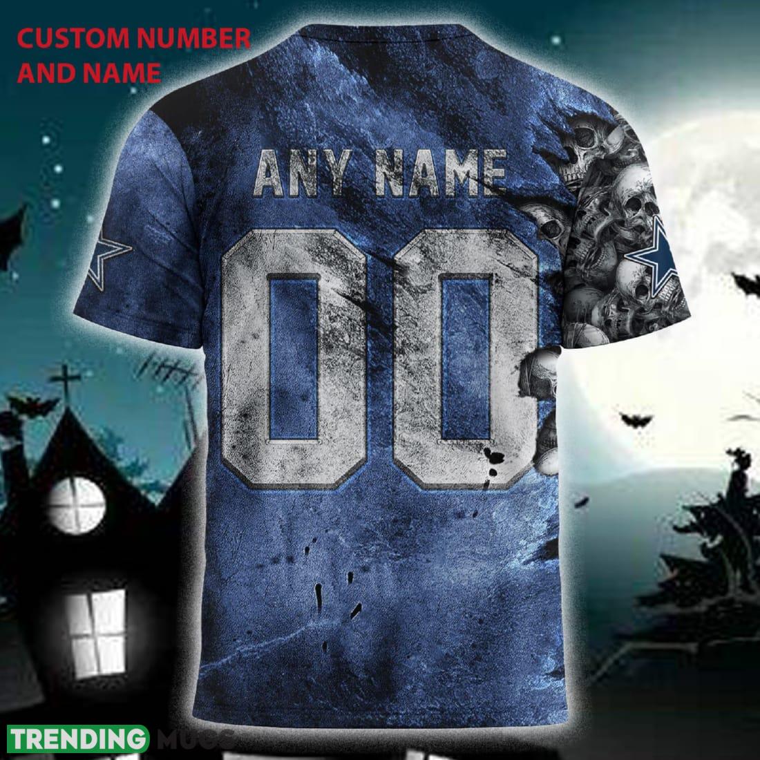 Custom Number And Name Dallas Cowboys NFL Skull Christmas Fans 3D T Shirt For Men And Women Gift 3D T Shirt Custom Number And Name Dallas Cowboys NFL Skull Christmas Fans 3D T Shirt For Men And Women Gift 3D T Shirt
