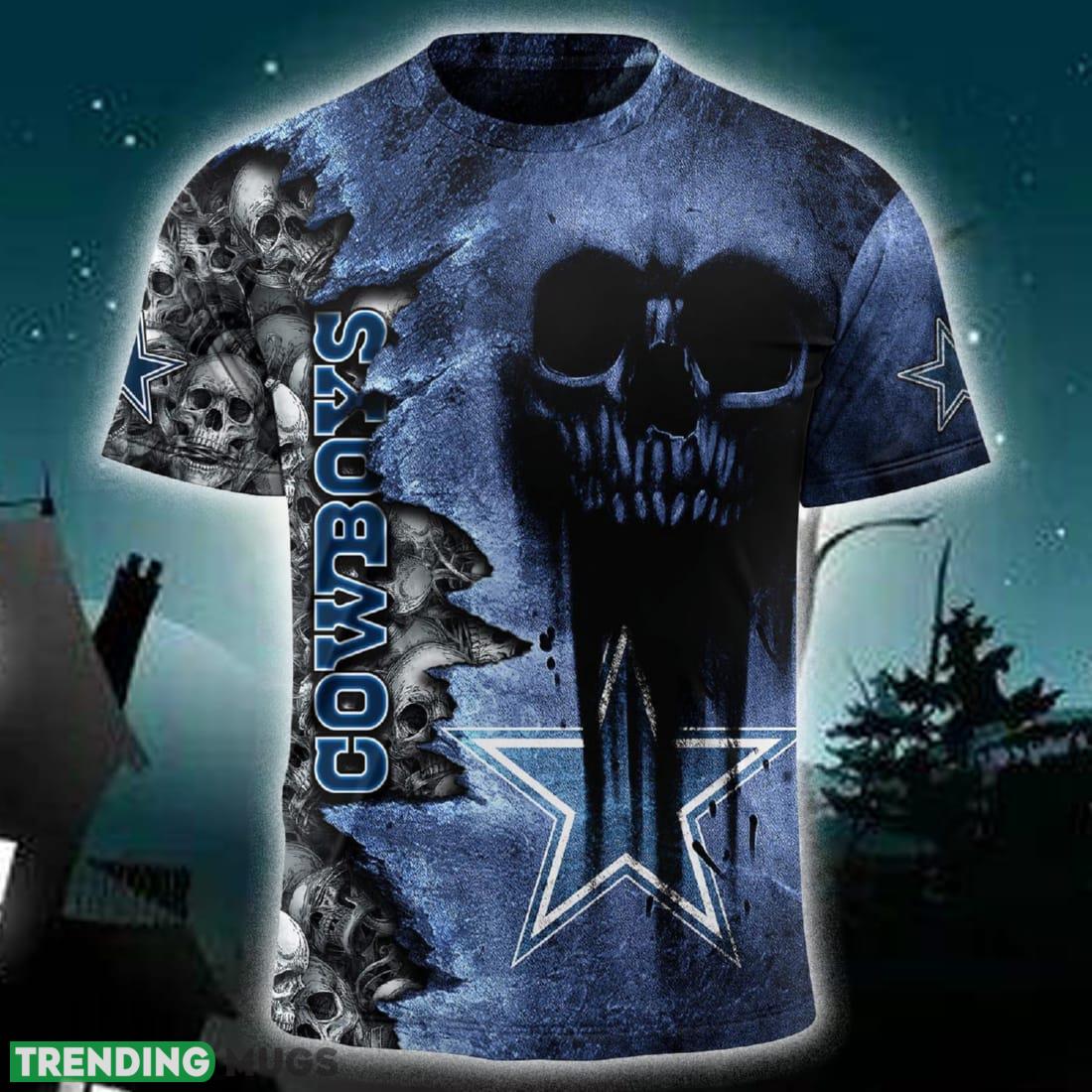 Custom Number And Name Dallas Cowboys NFL Skull Christmas Fans 3D T Shirt For Men And Women Gift - Dallas Cowboys NFL 3D T Shirt_4 Custom Number And Name Dallas Cowboys NFL Skull Christmas Fans 3D T Shirt For Men And Women Gift - Dallas Cowboys NFL 3D T Shirt_4