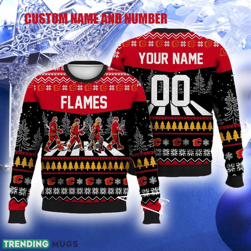 Custom Number And Name Flames Walking Abbey Road Ugly Christmas Sweater Ice Hockey Fans Gift Familys - Custom Number And Name Flames Walking Abbey Road Ugly Christmas Sweater Ice Hockey Fans Gift Familys Custom Number And Name Flames Walking Abbey Road Ugly Christmas Sweater Ice Hockey Fans Gift Familys - Custom Number And Name Flames Walking Abbey Road Ugly Christmas Sweater Ice Hockey Fans Gift Familys