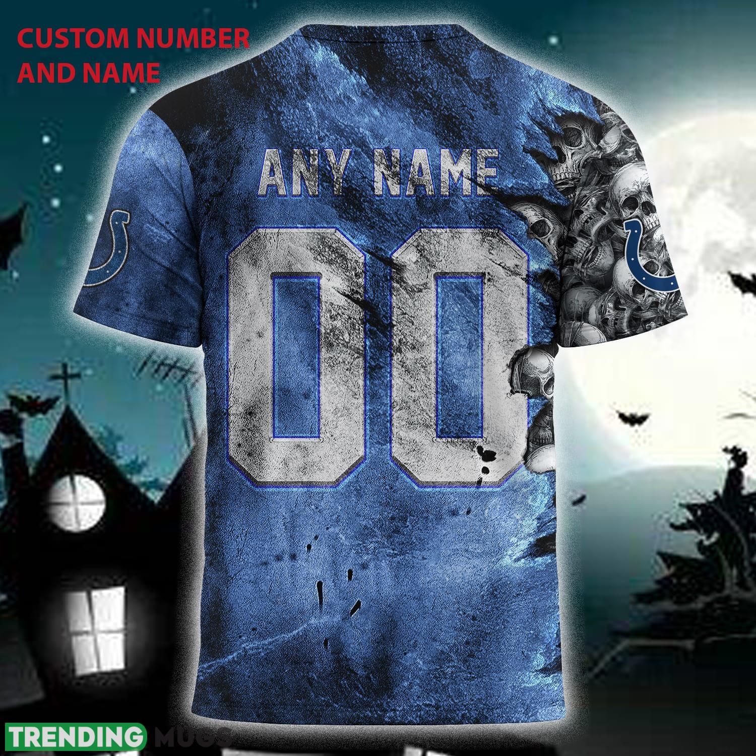 Custom Number And Name Indianapolis Colts NFL Skull Christmas Fans 3D T Shirt For Men And Women Gift 3D T Shirt Custom Number And Name Indianapolis Colts NFL Skull Christmas Fans 3D T Shirt For Men And Women Gift 3D T Shirt