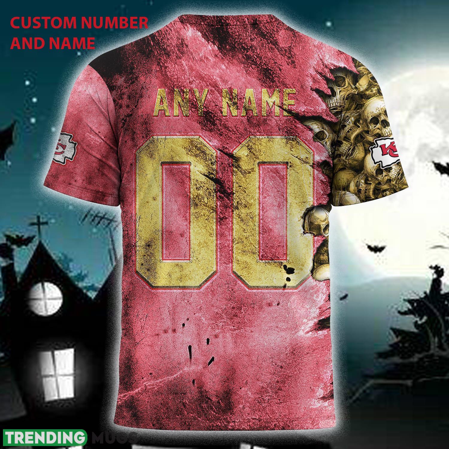 Custom Number And Name Kansas City Chiefs NFL Skull Christmas Fans 3D T Shirt For Men And Women Gift 3D T Shirt Custom Number And Name Kansas City Chiefs NFL Skull Christmas Fans 3D T Shirt For Men And Women Gift 3D T Shirt