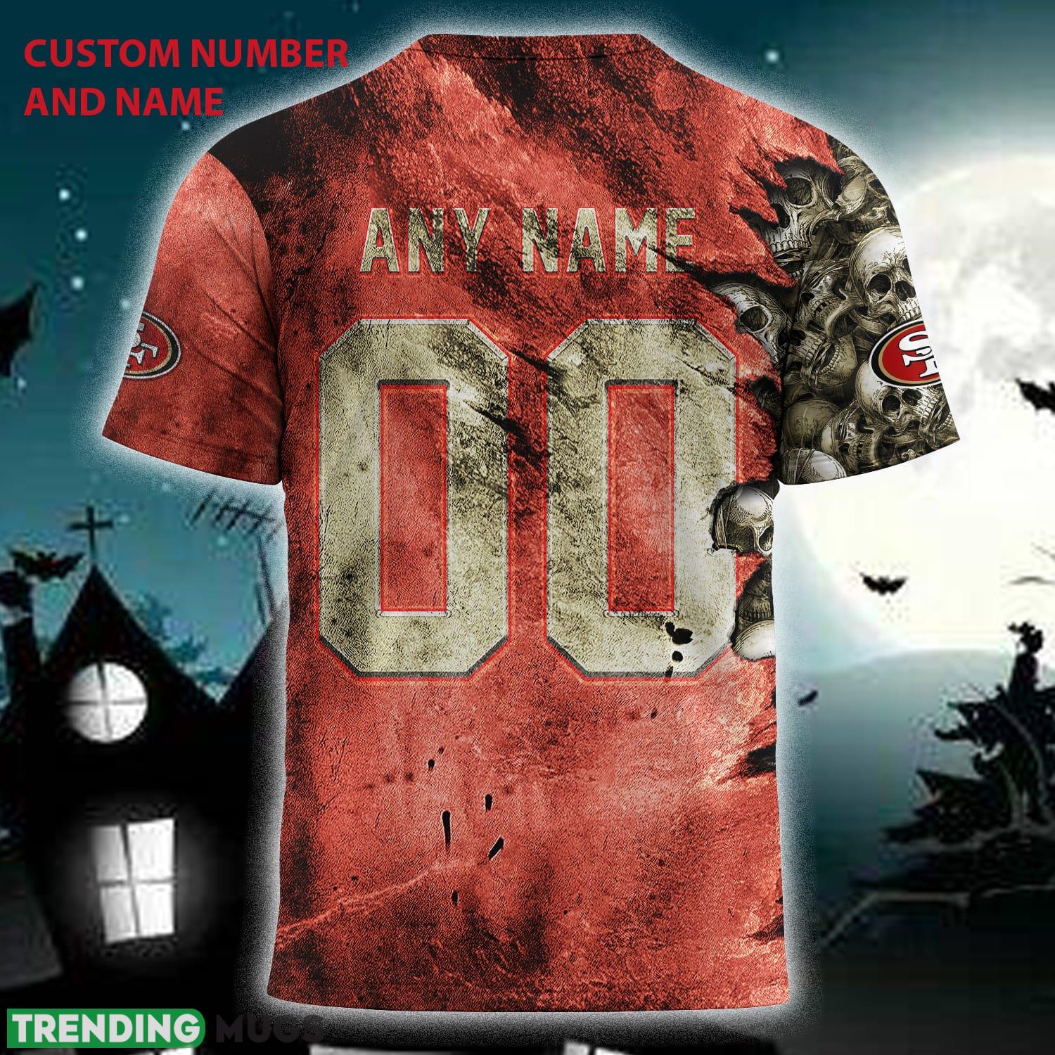 Custom Number And Name San Francisco 49ers NFL Skull Christmas Fans 3D T Shirt For Men And Women Gift 3D T Shirt Custom Number And Name San Francisco 49ers NFL Skull Christmas Fans 3D T Shirt For Men And Women Gift 3D T Shirt