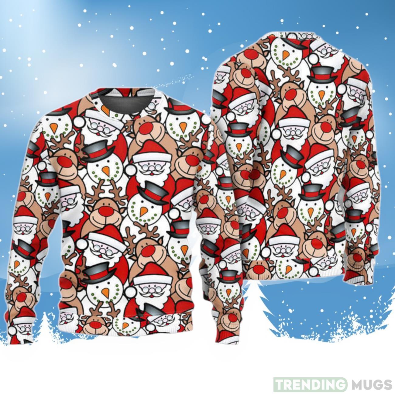 Cutie Santa And Reindeer Funny Ugly Christmas Sweater For Men & Women Product Photo 1 Cutie Santa And Reindeer Funny Ugly Christmas Sweater For Men & Women Product Photo 1