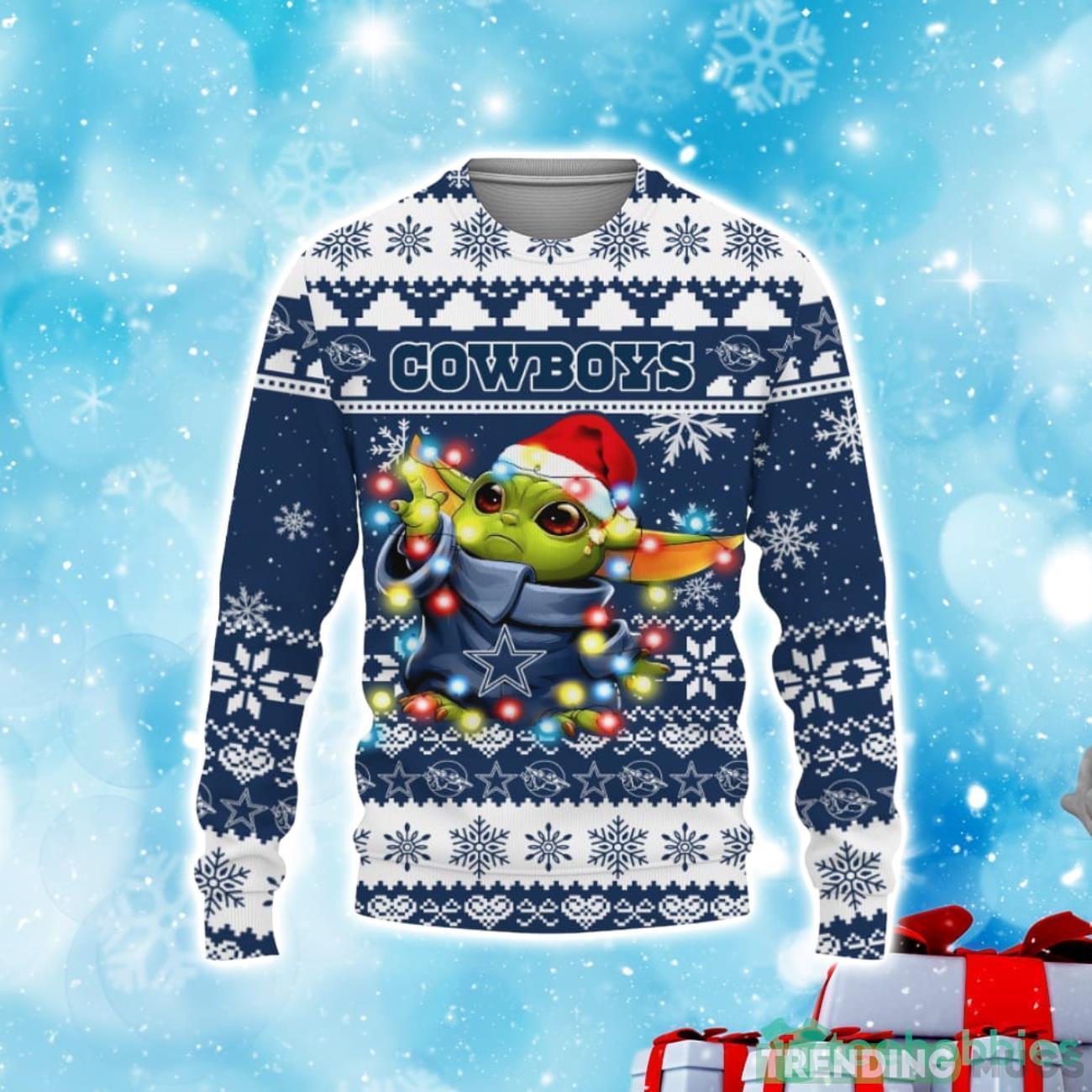 Dallas Cowboys Baby Yoda Star Wars Sports Football American Ugly Christmas Sweater Product Photo 1 Dallas Cowboys Baby Yoda Star Wars Sports Football American Ugly Christmas Sweater Product Photo 1