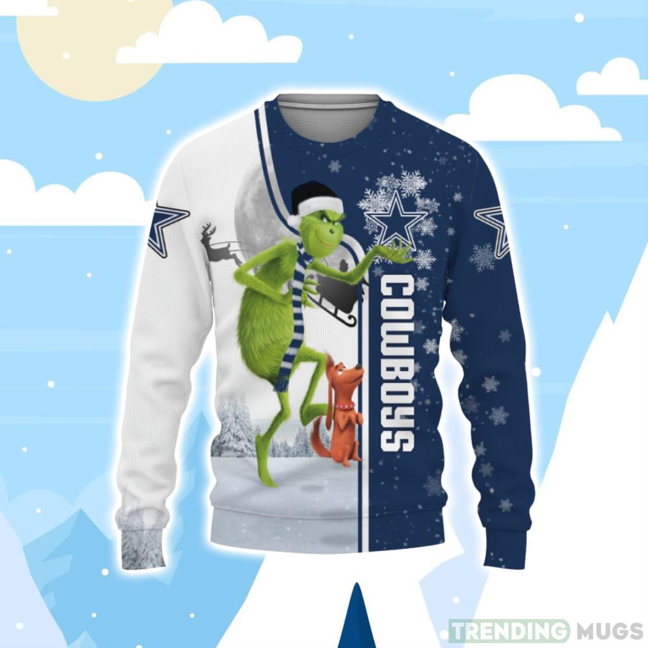 Dallas Cowboys Grinch 3D Christmas Sweater Product Photo 1 Dallas Cowboys Grinch 3D Christmas Sweater Product Photo 1