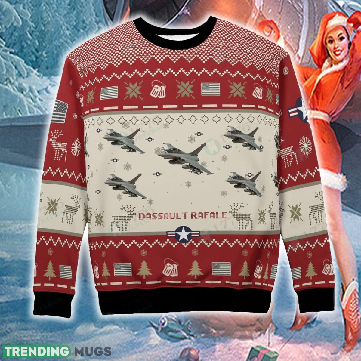Dassault Rafale Ugly Aircraft Red Sweater For Christmas 3D Sweater Dassault Rafale Ugly Aircraft Red Sweater For Christmas 3D Sweater