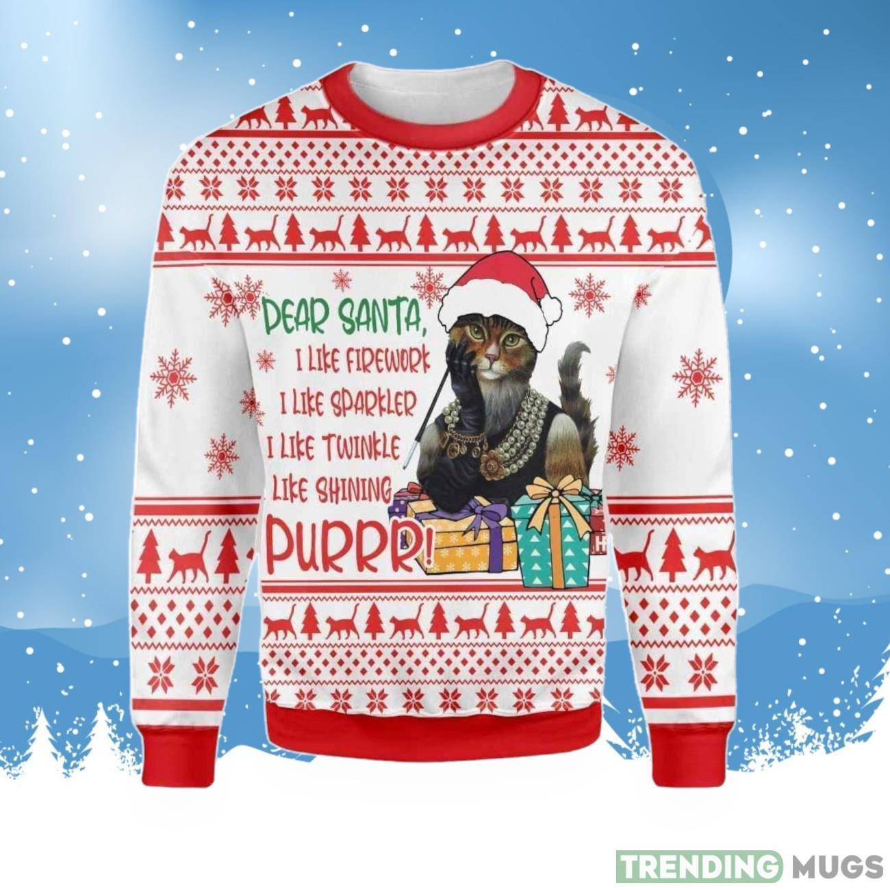 Dear Santa Funny Cat Ugly Christmas Sweater For Everyone Product Photo 1 Dear Santa Funny Cat Ugly Christmas Sweater For Everyone Product Photo 1