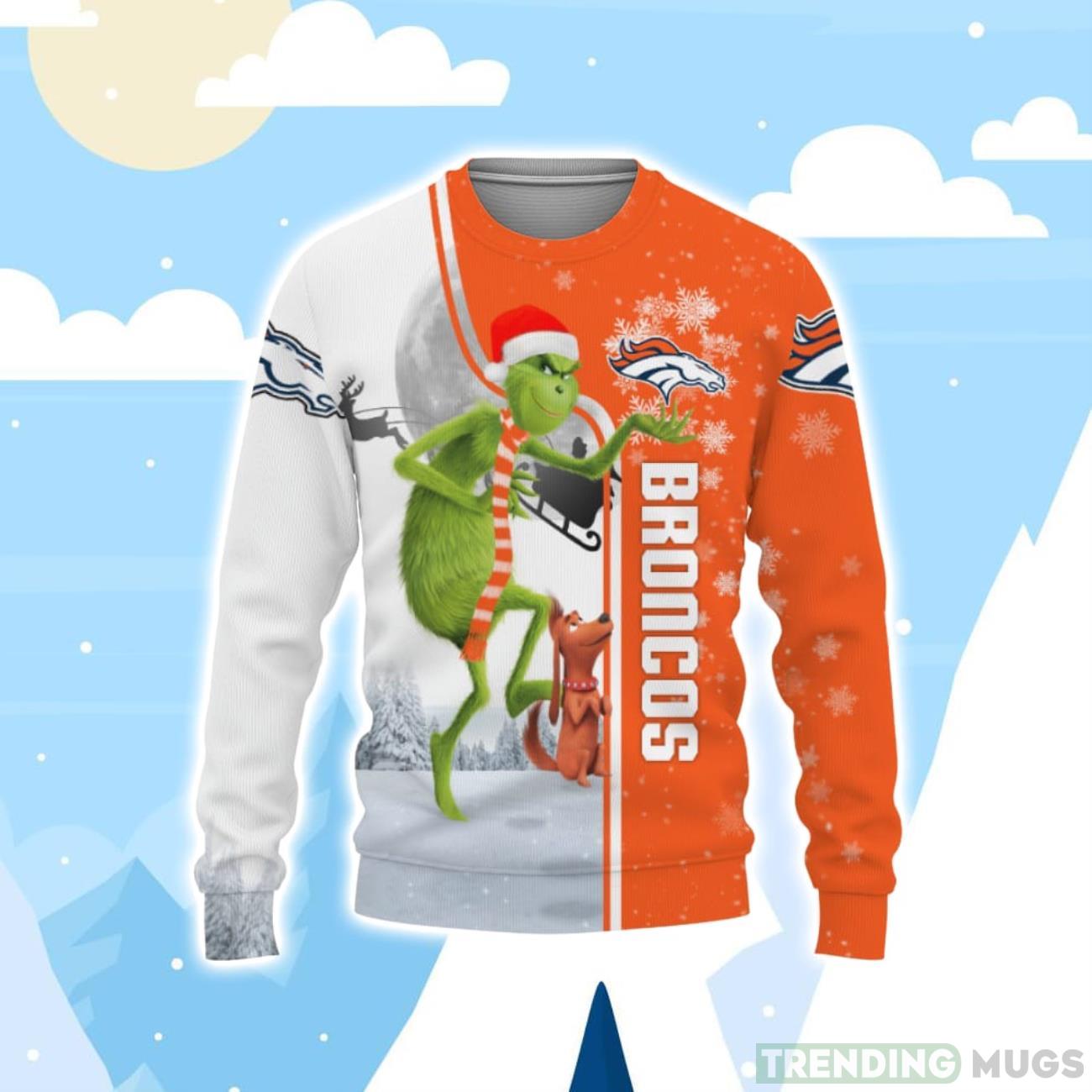 Denver Broncos Grinch 3D Christmas Sweater Product Photo 1 Denver Broncos Grinch 3D Christmas Sweater Product Photo 1