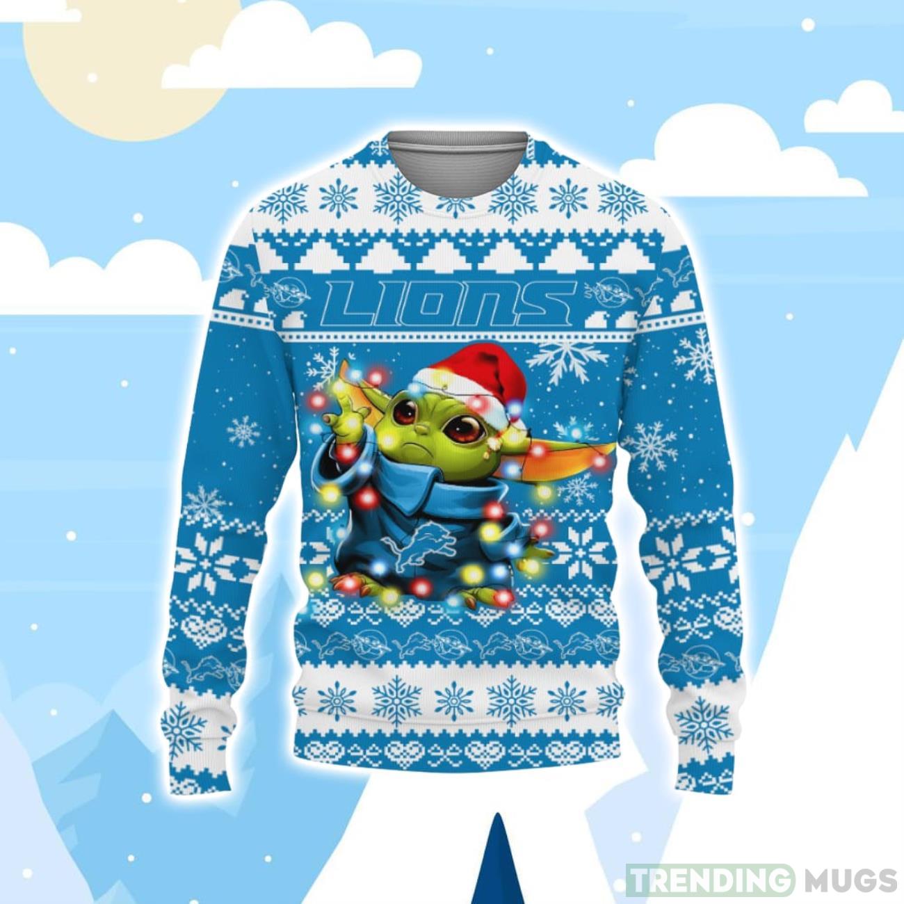 Detroit Lions Baby Yoda Star Wars Sports Football American Ugly Christmas Sweater Product Photo 1 Detroit Lions Baby Yoda Star Wars Sports Football American Ugly Christmas Sweater Product Photo 1