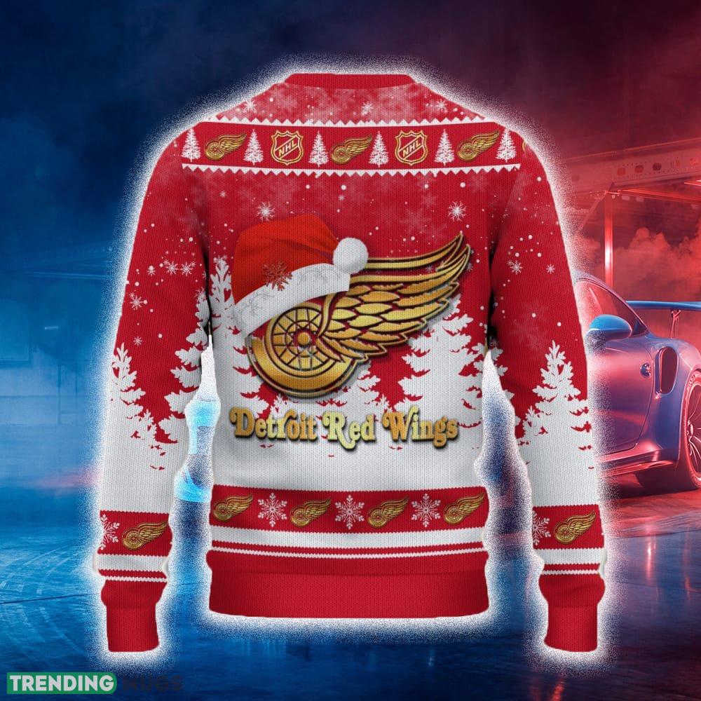 Detroit Red Wings Ugly Christmas Sweater Tree Santa Hat Car For Fans Gift Familys Holidays 3D Sweater Detroit Red Wings Ugly Christmas Sweater Tree Santa Hat Car For Fans Gift Familys Holidays 3D Sweater