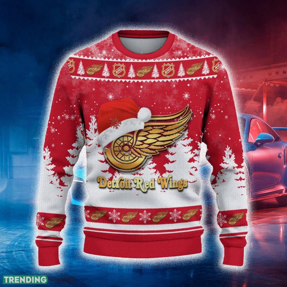 Detroit Red Wings Ugly Christmas Sweater Tree Santa Hat Car For Fans Gift Familys Holidays - Detroit Red Wings Ugly Christmas Sweater_2 Detroit Red Wings Ugly Christmas Sweater Tree Santa Hat Car For Fans Gift Familys Holidays - Detroit Red Wings Ugly Christmas Sweater_2