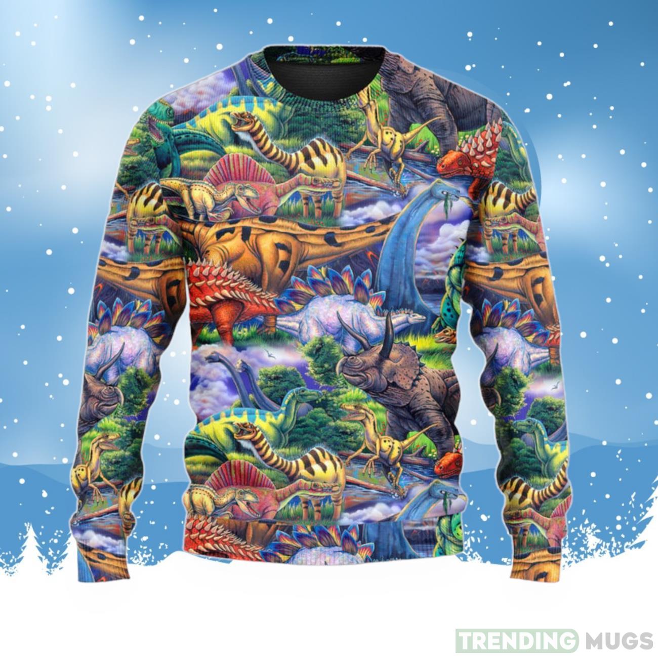 Dinosaur Art Coloful Style Ugly Christmas Sweater For Men & Women Product Photo 1 Dinosaur Art Coloful Style Ugly Christmas Sweater For Men & Women Product Photo 1