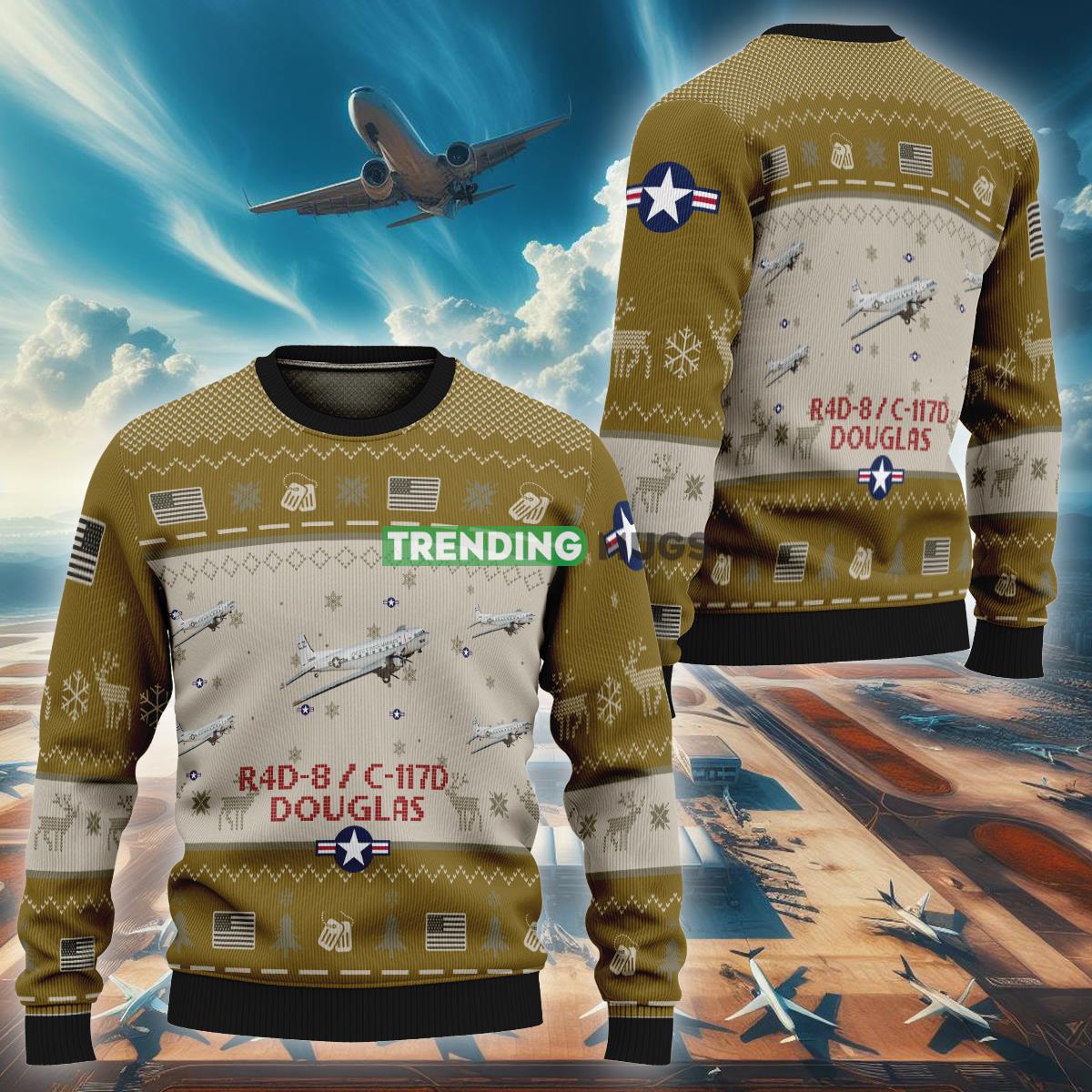 Douglas R4D-8 (C-117D) Aircraft R4D8 C117D Ugly Christmas Sweater New Brown Air Force - Douglas R4D-8 (C-117D) Aircraft R4D8 C117D Ugly Christmas Sweater New Brown Air Force Douglas R4D-8 (C-117D) Aircraft R4D8 C117D Ugly Christmas Sweater New Brown Air Force - Douglas R4D-8 (C-117D) Aircraft R4D8 C117D Ugly Christmas Sweater New Brown Air Force