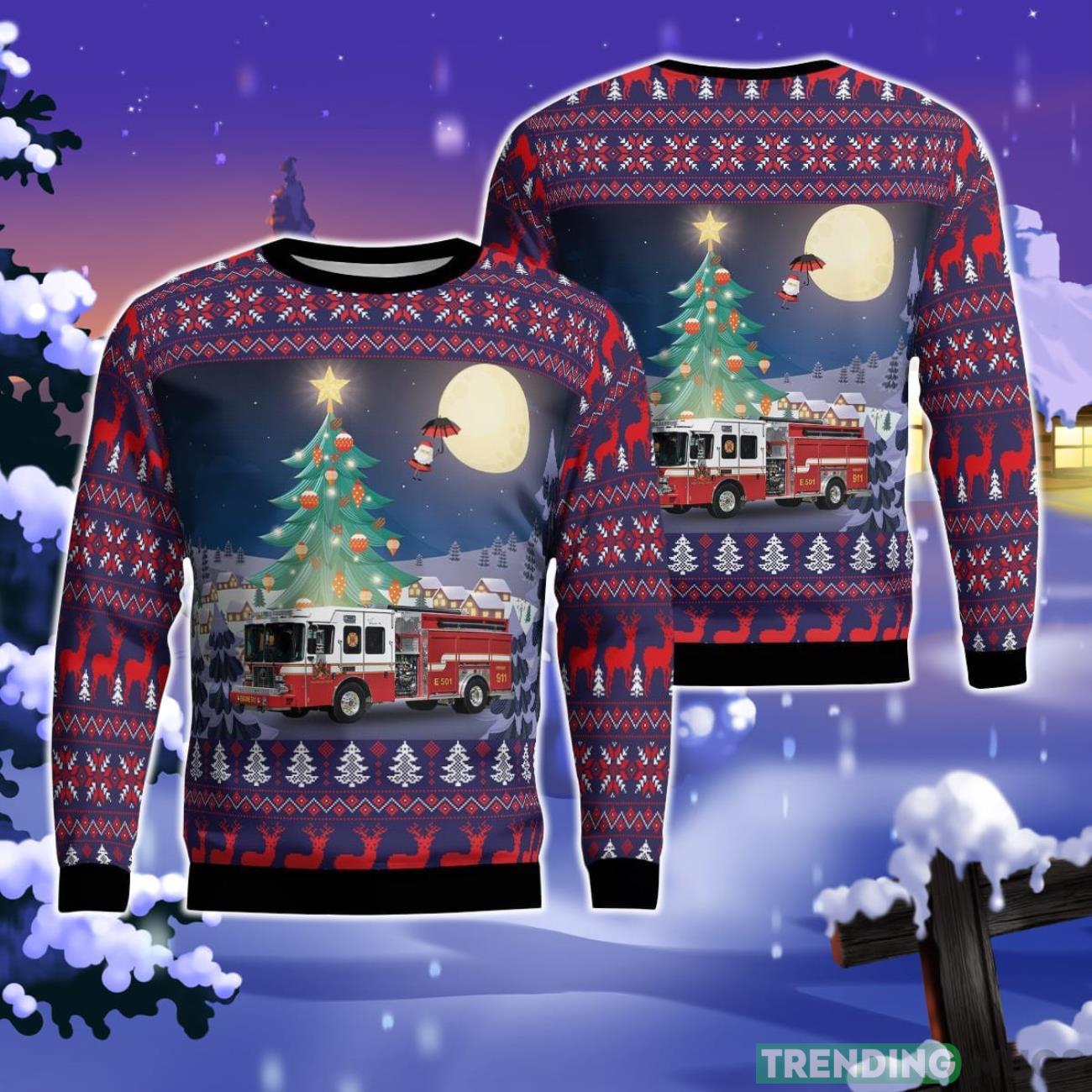 Eddyville, Kentucky, Eddyville Fire Department Christmas Ugly Sweater Product Photo 1 Eddyville, Kentucky, Eddyville Fire Department Christmas Ugly Sweater Product Photo 1