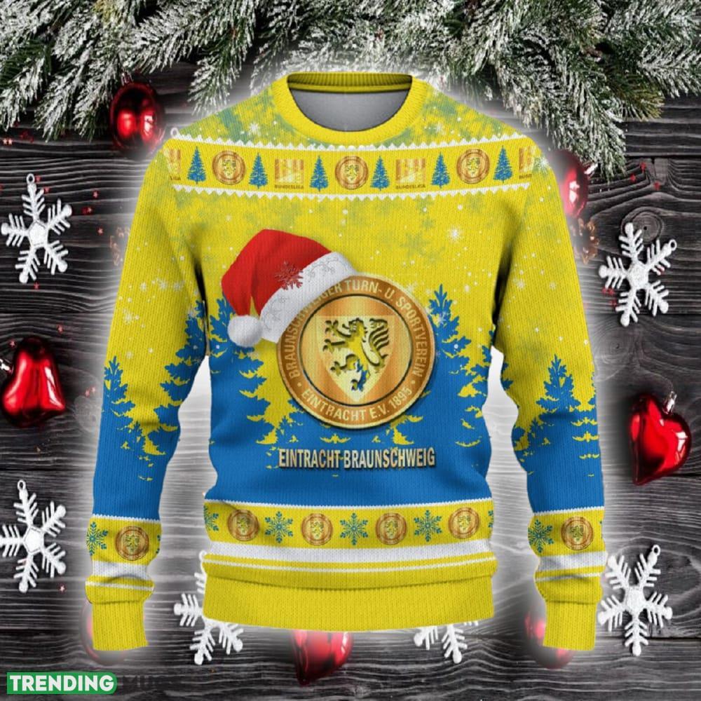 Eintracht Braunschweig Ugly Christmas Sweater Santa Hat Logo Trending Christmas Gift For Fans - Eintracht Braunschweig Ugly Christmas Sweater_2 Eintracht Braunschweig Ugly Christmas Sweater Santa Hat Logo Trending Christmas Gift For Fans - Eintracht Braunschweig Ugly Christmas Sweater_2