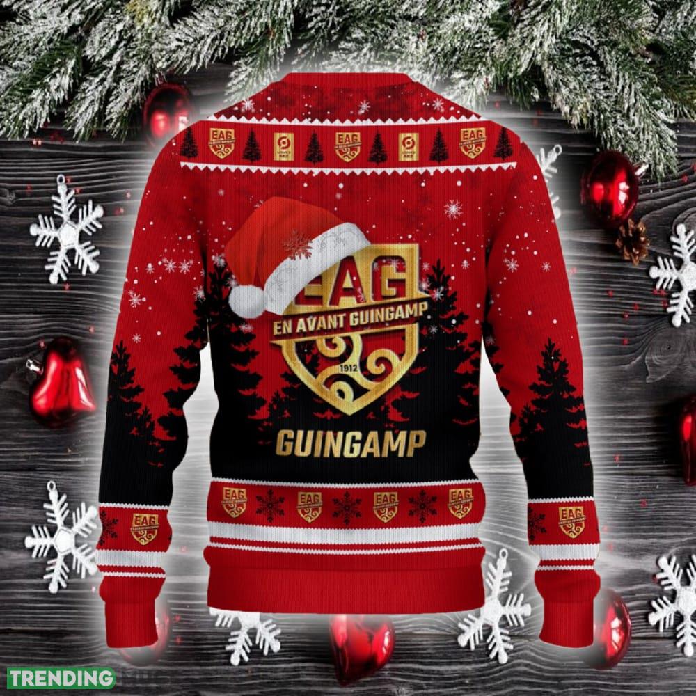 En Avant Guingamp Ugly Christmas Sweater Santa Hat Logo Trending Christmas Gift For Fans 3D Sweater En Avant Guingamp Ugly Christmas Sweater Santa Hat Logo Trending Christmas Gift For Fans 3D Sweater