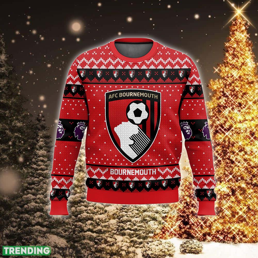 EPL AFC Bournemouth Design Xmas Knitted Sweater AOP For Men And Women 3D Sweater EPL AFC Bournemouth Design Xmas Knitted Sweater AOP For Men And Women 3D Sweater