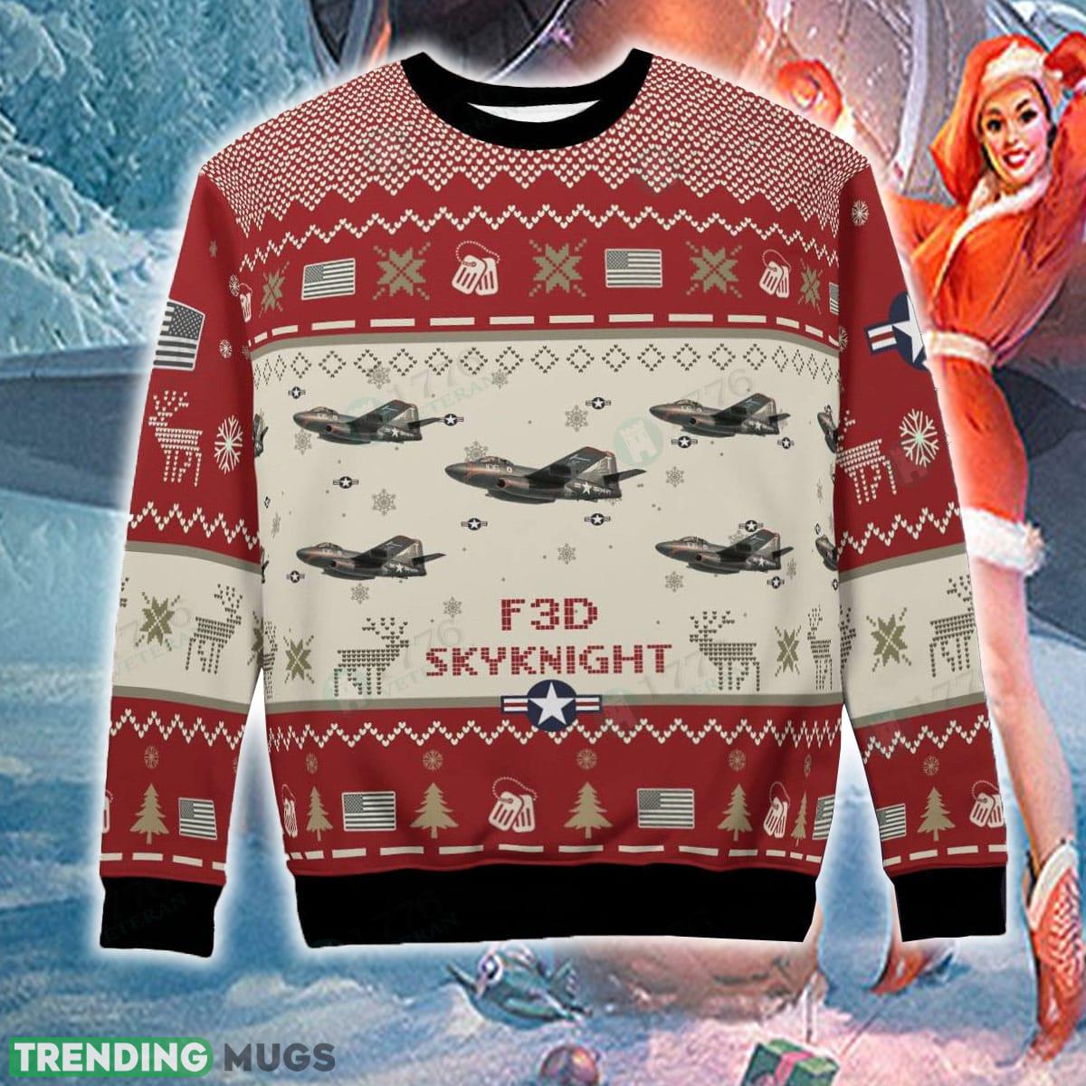 F3D Skyknight Aircraft Christmas Sweater Red For Men And Women 3D Sweater F3D Skyknight Aircraft Christmas Sweater Red For Men And Women 3D Sweater