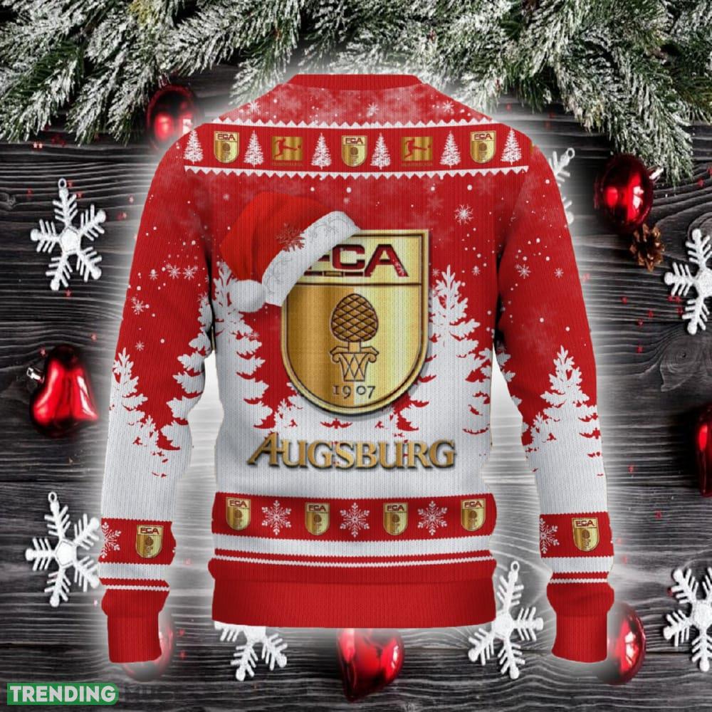 FC Augsburg Ugly Christmas Sweater Santa Hat Logo Trending Christmas Gift For Fans 3D Sweater FC Augsburg Ugly Christmas Sweater Santa Hat Logo Trending Christmas Gift For Fans 3D Sweater