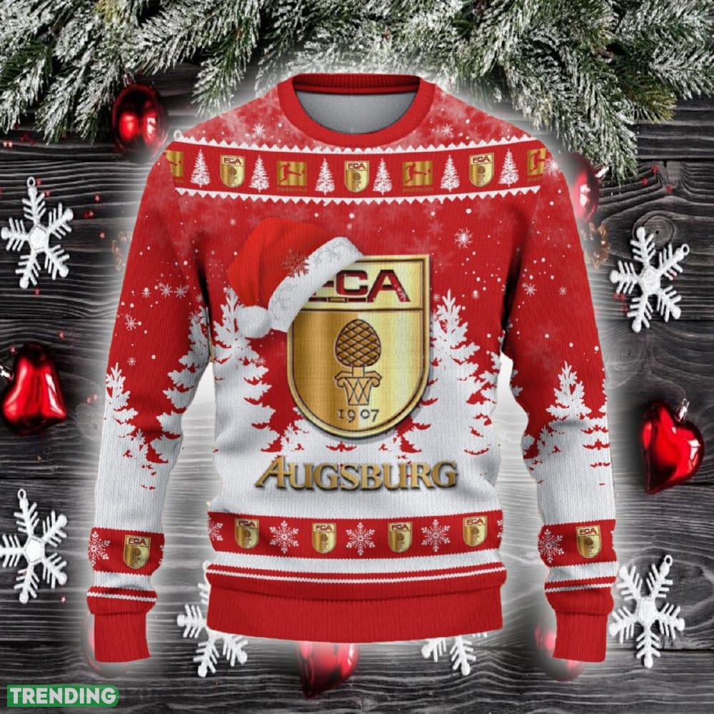 FC Augsburg Ugly Christmas Sweater Santa Hat Logo Trending Christmas Gift For Fans - FC Augsburg Ugly Christmas Sweater_2 FC Augsburg Ugly Christmas Sweater Santa Hat Logo Trending Christmas Gift For Fans - FC Augsburg Ugly Christmas Sweater_2