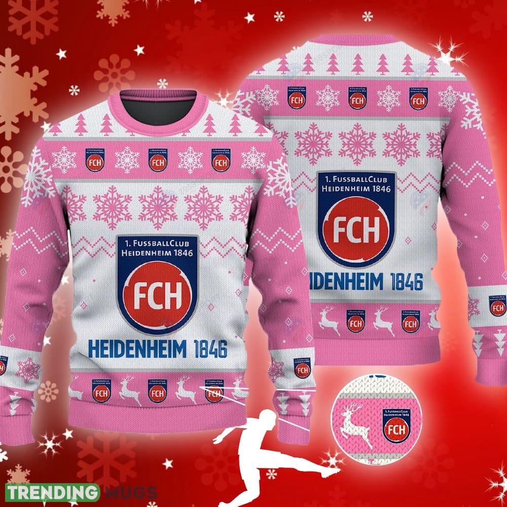 FC Heidenheim 1846 Big Logo Ugly Snowflakes Reindeer Pink Sweater Gift For Fans - FC Heidenheim 1846 Big Logo Ugly Snowflakes Reindeer Pink Sweater Gift For Fans FC Heidenheim 1846 Big Logo Ugly Snowflakes Reindeer Pink Sweater Gift For Fans - FC Heidenheim 1846 Big Logo Ugly Snowflakes Reindeer Pink Sweater Gift For Fans