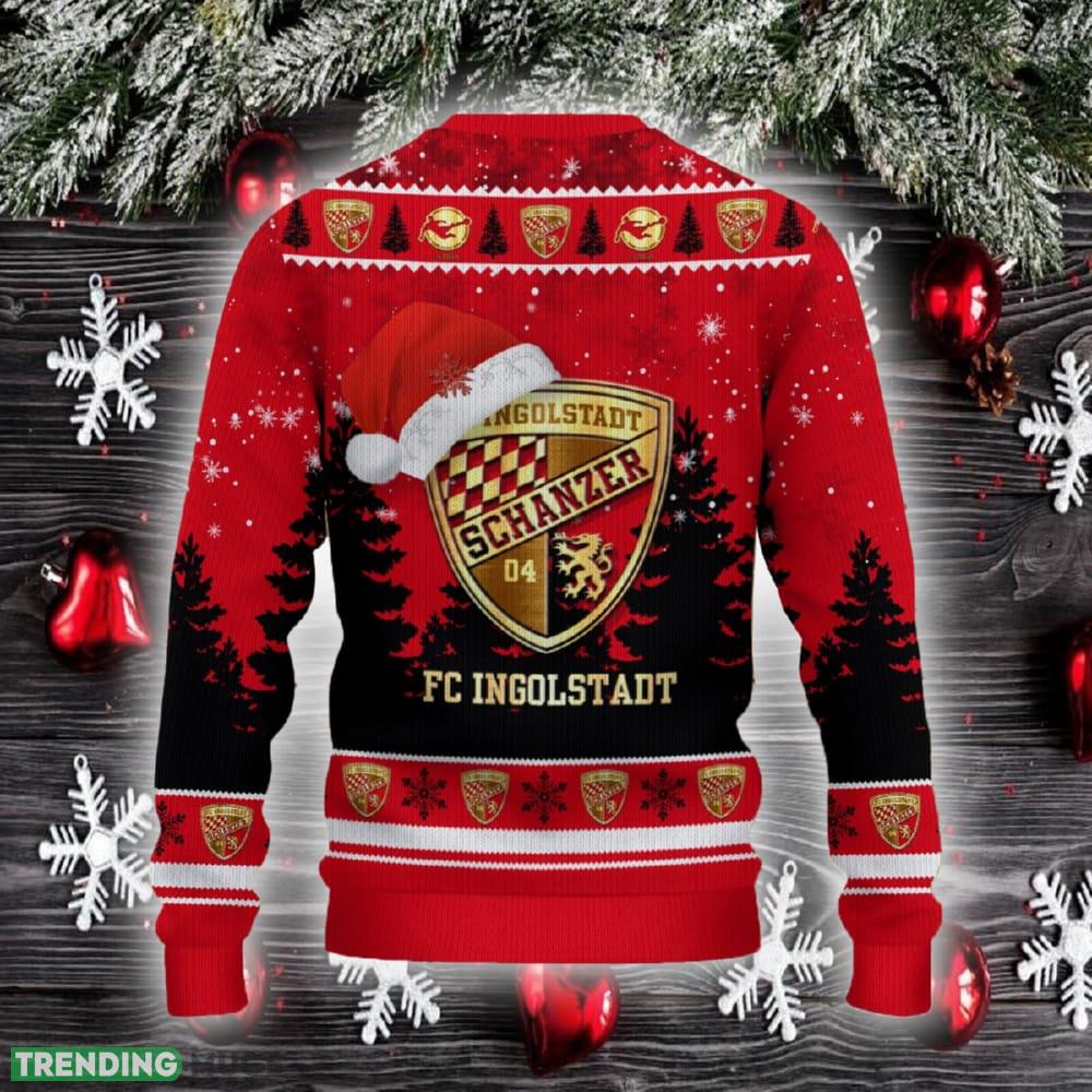 FC Ingolstadt Ugly Christmas Sweater Santa Hat Logo Trending Christmas Gift For Fans 3D Sweater FC Ingolstadt Ugly Christmas Sweater Santa Hat Logo Trending Christmas Gift For Fans 3D Sweater