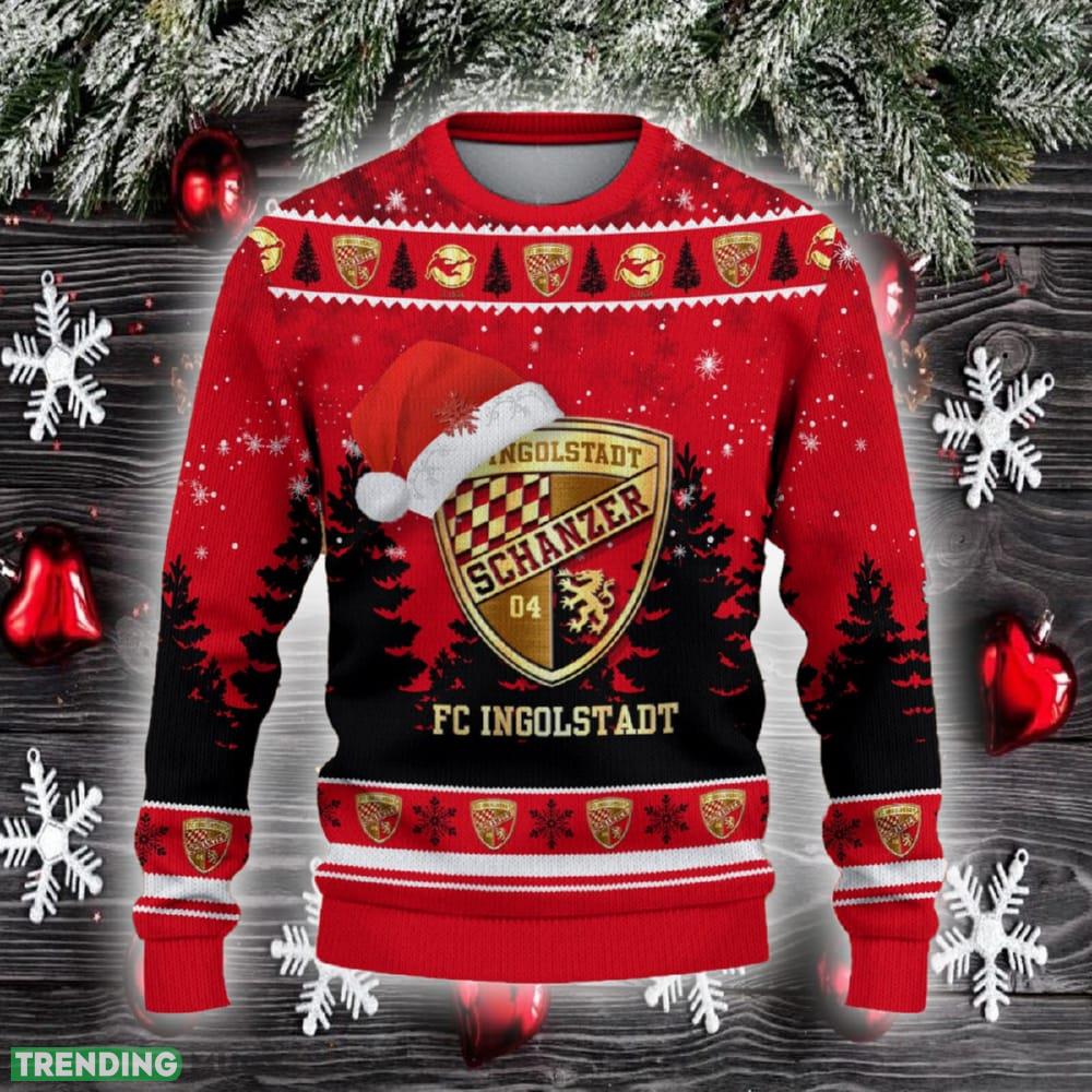 FC Ingolstadt Ugly Christmas Sweater Santa Hat Logo Trending Christmas Gift For Fans - FC Ingolstadt Ugly Christmas Sweater_2