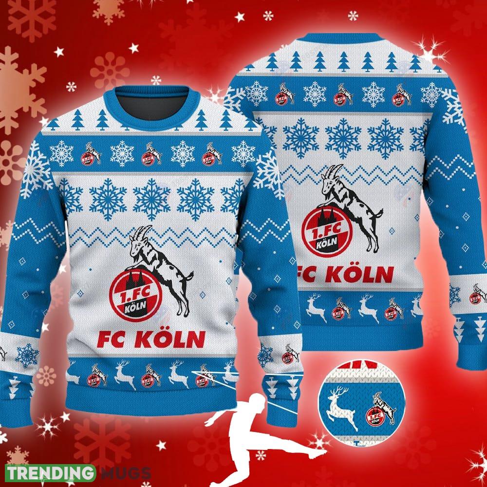 Fc Koln Big Logo Ugly Snowflakes Reindeer Blue Sweater AOP Gift Holidays - Fc Koln Big Logo Ugly Snowflakes Reindeer Blue Sweater AOP Gift Holidays Fc Koln Big Logo Ugly Snowflakes Reindeer Blue Sweater AOP Gift Holidays - Fc Koln Big Logo Ugly Snowflakes Reindeer Blue Sweater AOP Gift Holidays