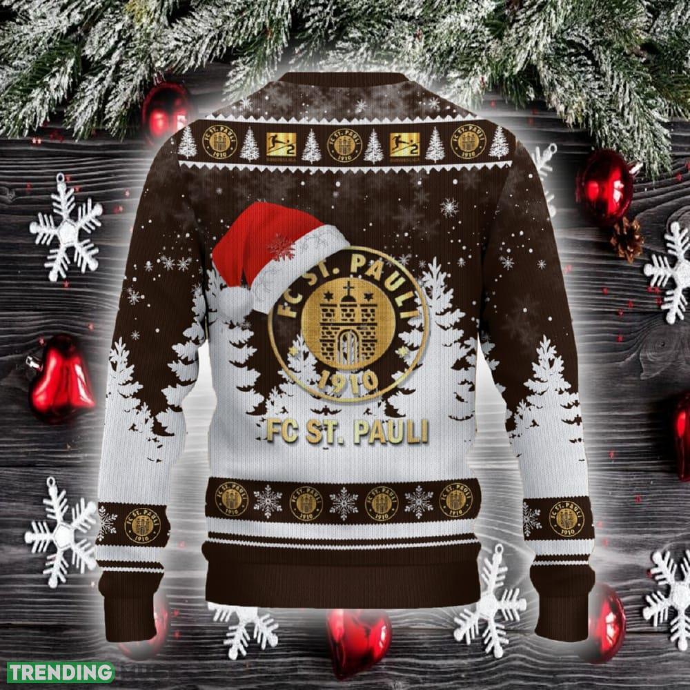 FC St Pauli Ugly Christmas Sweater Santa Hat Logo Trending Christmas Gift For Fans 3D Sweater FC St Pauli Ugly Christmas Sweater Santa Hat Logo Trending Christmas Gift For Fans 3D Sweater