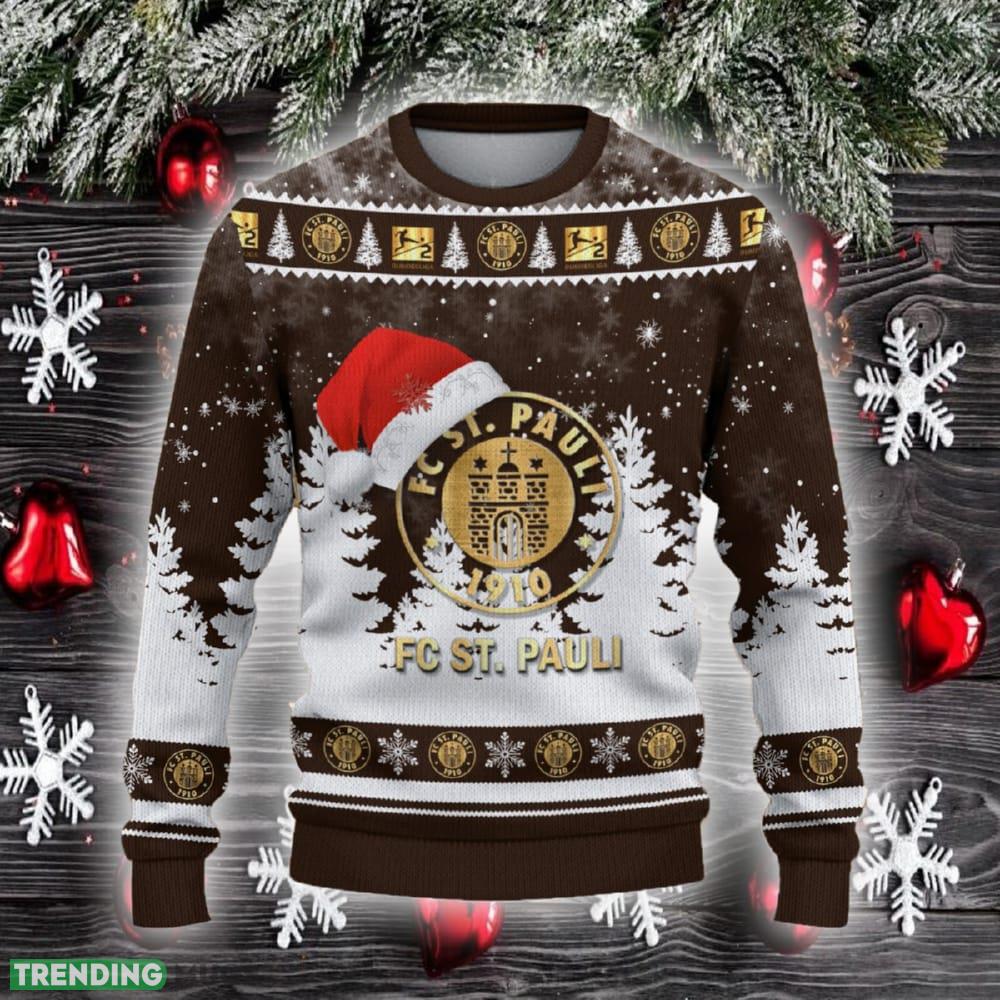 FC St Pauli Ugly Christmas Sweater Santa Hat Logo Trending Christmas Gift For Fans - FC St Pauli Ugly Christmas Sweater_2 FC St Pauli Ugly Christmas Sweater Santa Hat Logo Trending Christmas Gift For Fans - FC St Pauli Ugly Christmas Sweater_2