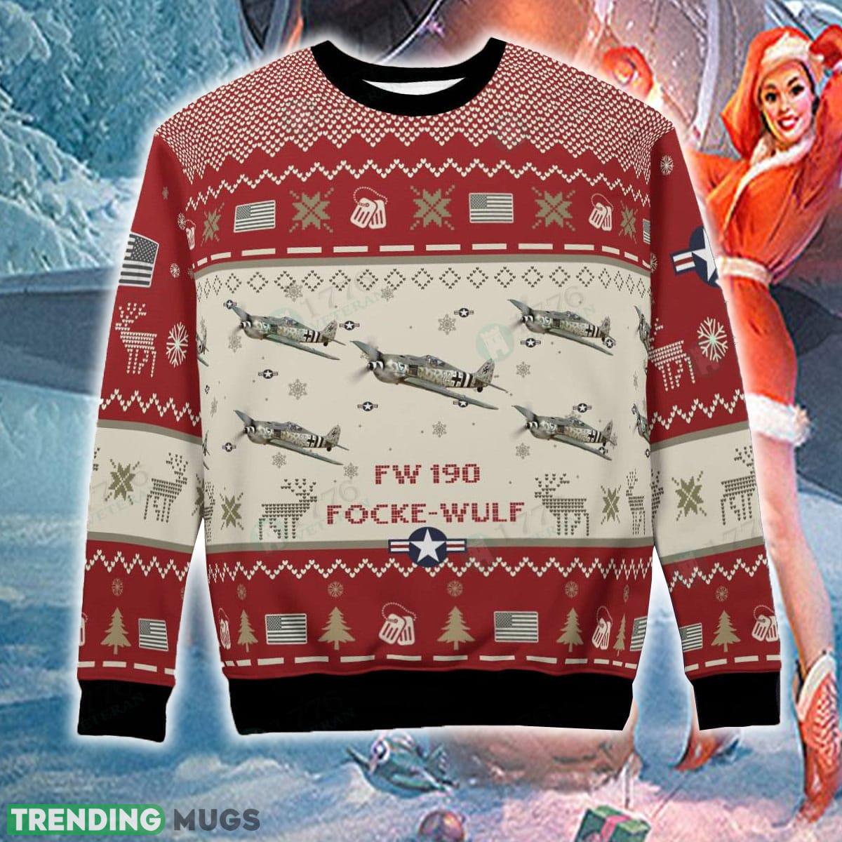 Focke Wulf Fw 190 Aircraft Ugly Red Sweater Gift For Christmas 3D Sweater Focke Wulf Fw 190 Aircraft Ugly Red Sweater Gift For Christmas 3D Sweater