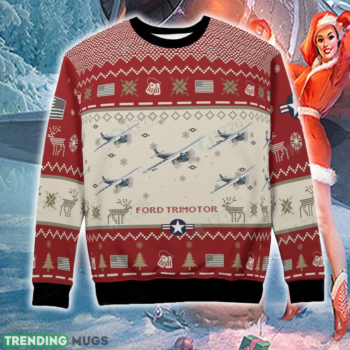 Ford Trimotor Aircraft Ugly Sweater Red Gift For Christmas 3D Sweater Ford Trimotor Aircraft Ugly Sweater Red Gift For Christmas 3D Sweater