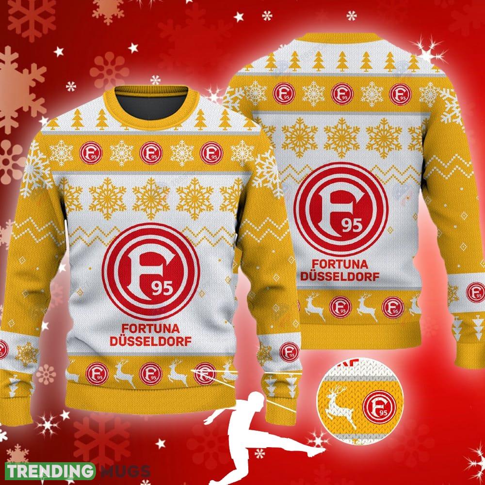 Fortuna Dusseldorf Big Logo Ugly Christmas Tree Yellow Sweater AOP Gift For Fans - Fortuna Dusseldorf Big Logo Ugly Snowflakes Reindeer Yellow Sweater AOP Gift For Fans Fortuna Dusseldorf Big Logo Ugly Christmas Tree Yellow Sweater AOP Gift For Fans - Fortuna Dusseldorf Big Logo Ugly Snowflakes Reindeer Yellow Sweater AOP Gift For Fans