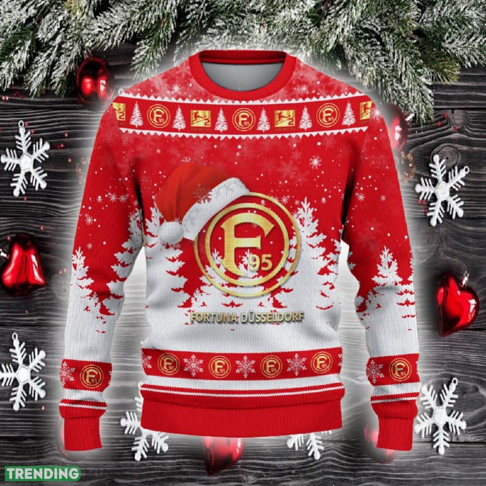 Fortuna Dusseldorf Ugly Christmas Sweater Santa Hat Logo Trending Christmas Gift For Fans - Fortuna Dusseldorf Ugly Christmas Sweater_2