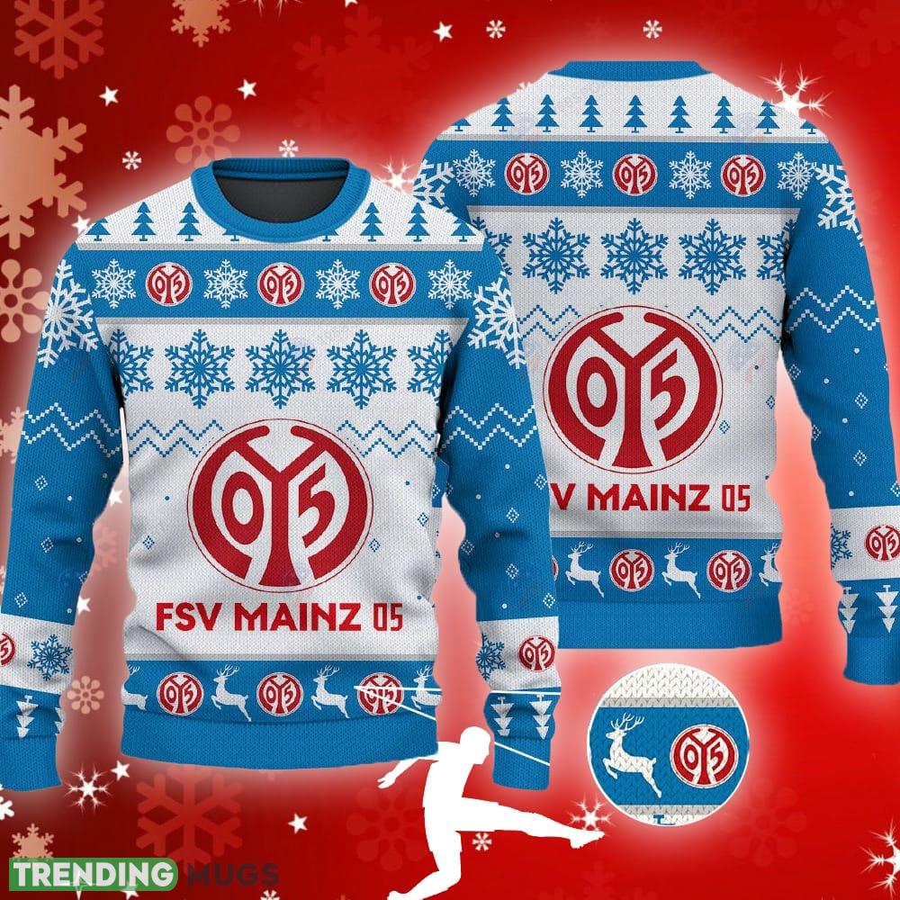 Fsv Mainz 05 Big Logo Ugly Snowflakes Reindeer Blue Sweater AOP For Men And Women - Fsv Mainz 05 Big Logo Ugly Snowflakes Reindeer Blue Sweater AOP For Men And Women Fsv Mainz 05 Big Logo Ugly Snowflakes Reindeer Blue Sweater AOP For Men And Women - Fsv Mainz 05 Big Logo Ugly Snowflakes Reindeer Blue Sweater AOP For Men And Women