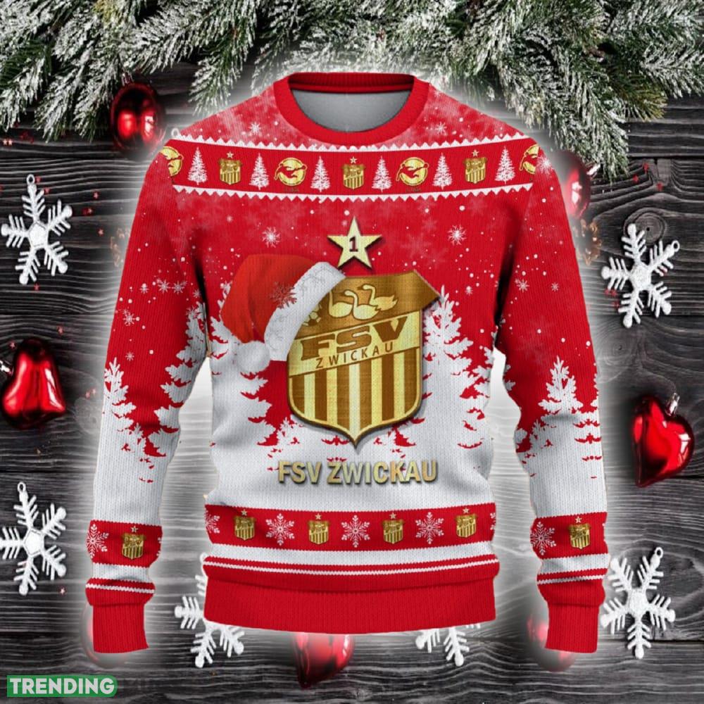FSV Zwickau Ugly Christmas Sweater Santa Hat Logo Trending Christmas Gift For Fans - FSV Zwickau Ugly Christmas Sweater_2 FSV Zwickau Ugly Christmas Sweater Santa Hat Logo Trending Christmas Gift For Fans - FSV Zwickau Ugly Christmas Sweater_2