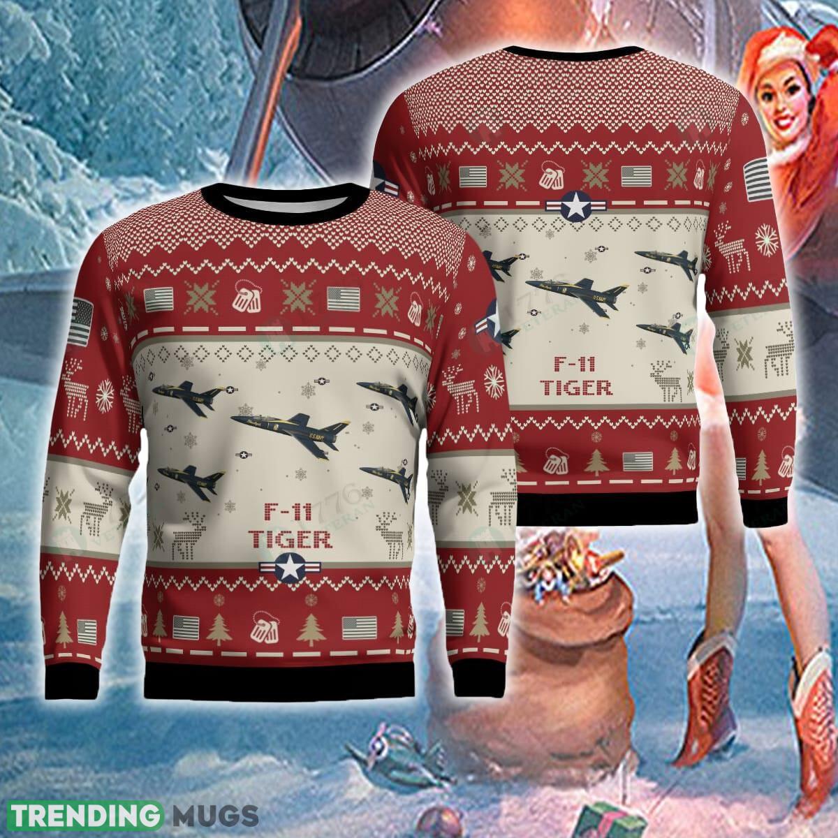 Grumman F-11 Tiger F11 Aircraft Christmas Sweater Red For Men And Women - Grumman F-11 Tiger F11 Aircraft Ugly Sweater Red Gift For Christmas Photo 1 Grumman F-11 Tiger F11 Aircraft Christmas Sweater Red For Men And Women - Grumman F-11 Tiger F11 Aircraft Ugly Sweater Red Gift For Christmas Photo 1
