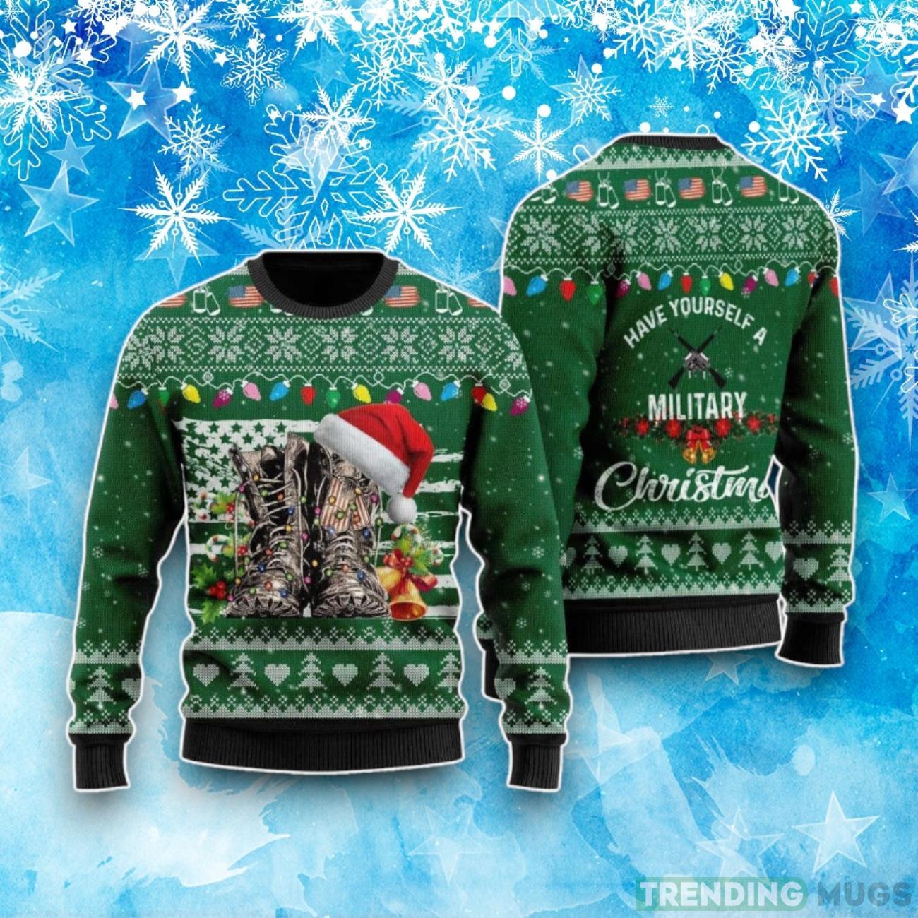 Have Yourself A Military Christmas Veteran Green Ugly Christmas Sweater Product Photo 1 Have Yourself A Military Christmas Veteran Green Ugly Christmas Sweater Product Photo 1