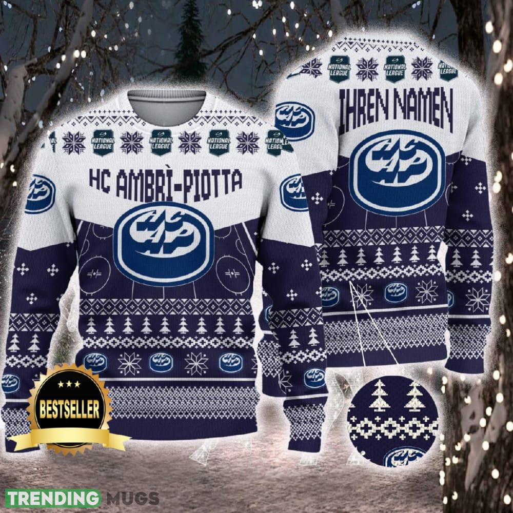 HC Ambri-Piotta Ugly Christmas Sweater Logo Custom Name Gift Fans - HC Ambri-Piotta Ugly Christmas Sweater Logo Custom Name Gift Fans