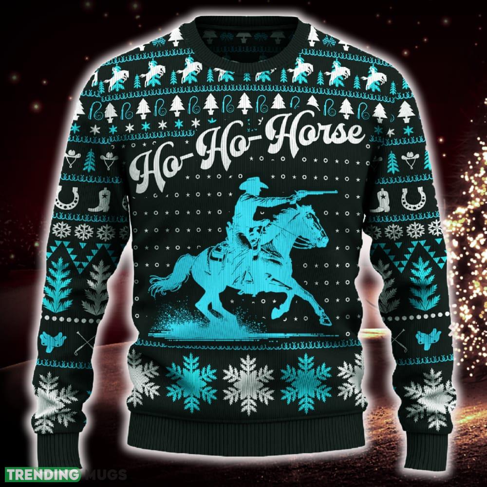 Ho-Ho-Horse Mounted Shooting Snowflakes Knitted Christmas Sweater Trending AOP Gift For Men And Women - Ho-Ho-Horse Mounted Shooting Sweater_1 Ho-Ho-Horse Mounted Shooting Snowflakes Knitted Christmas Sweater Trending AOP Gift For Men And Women - Ho-Ho-Horse Mounted Shooting Sweater_1