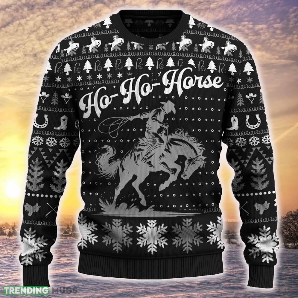 Ho Ho Horse Saddle Bronc Riding Rodeo Christmas Tree 3D Sweater Ideas Gift For Men And Women - Ho-Ho-Horse Saddle Bronc Riding Rodeo Sweater_1 Ho Ho Horse Saddle Bronc Riding Rodeo Christmas Tree 3D Sweater Ideas Gift For Men And Women - Ho-Ho-Horse Saddle Bronc Riding Rodeo Sweater_1