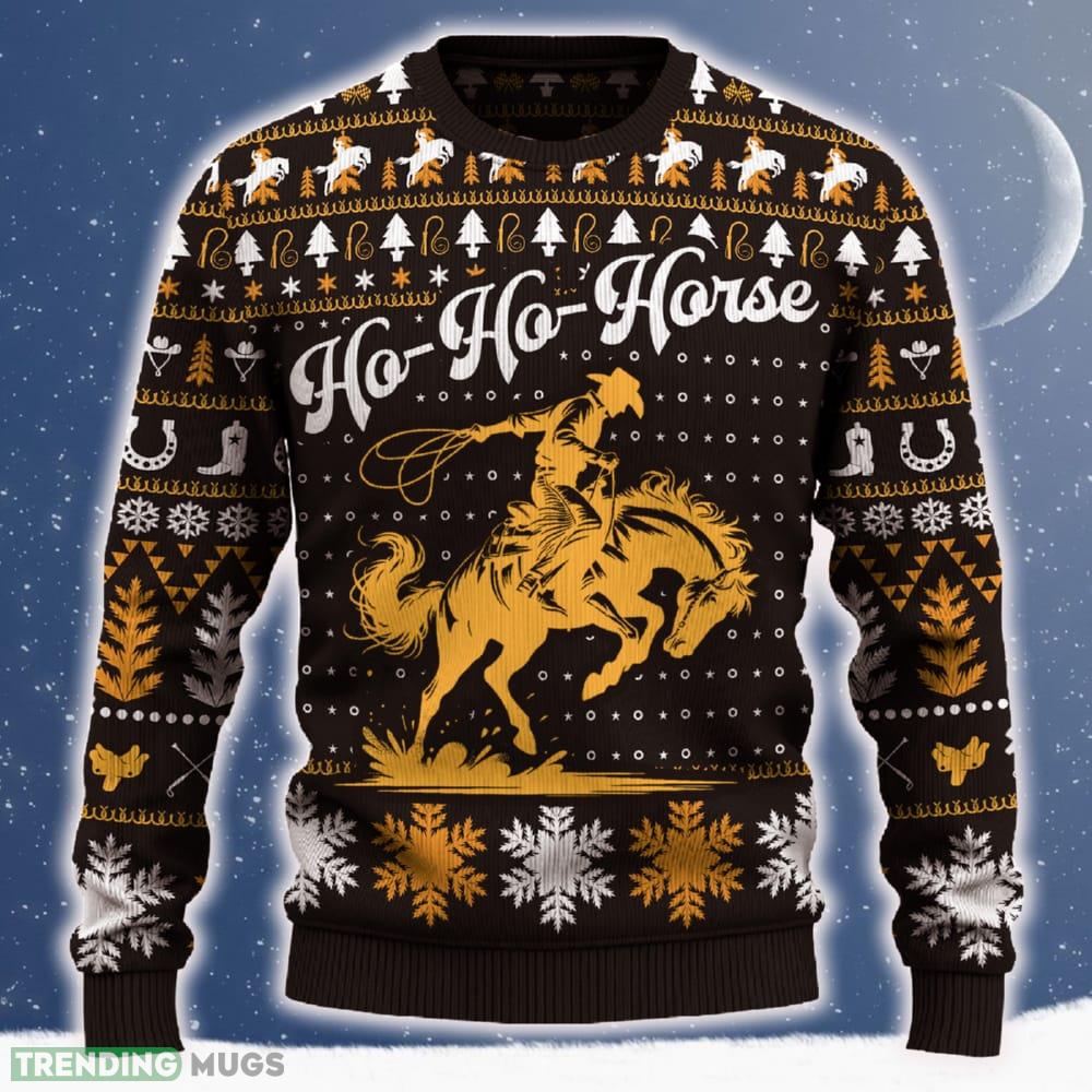 Ho Ho Horse Saddle Bronc Riding Rodeo Ugly Christmas Sweater 2023 Trending Hot Pattern For Fans Gift - Ho-Ho-Horse Saddle Bronc Riding Rodeo Sweater_1 Ho Ho Horse Saddle Bronc Riding Rodeo Ugly Christmas Sweater 2023 Trending Hot Pattern For Fans Gift - Ho-Ho-Horse Saddle Bronc Riding Rodeo Sweater_1