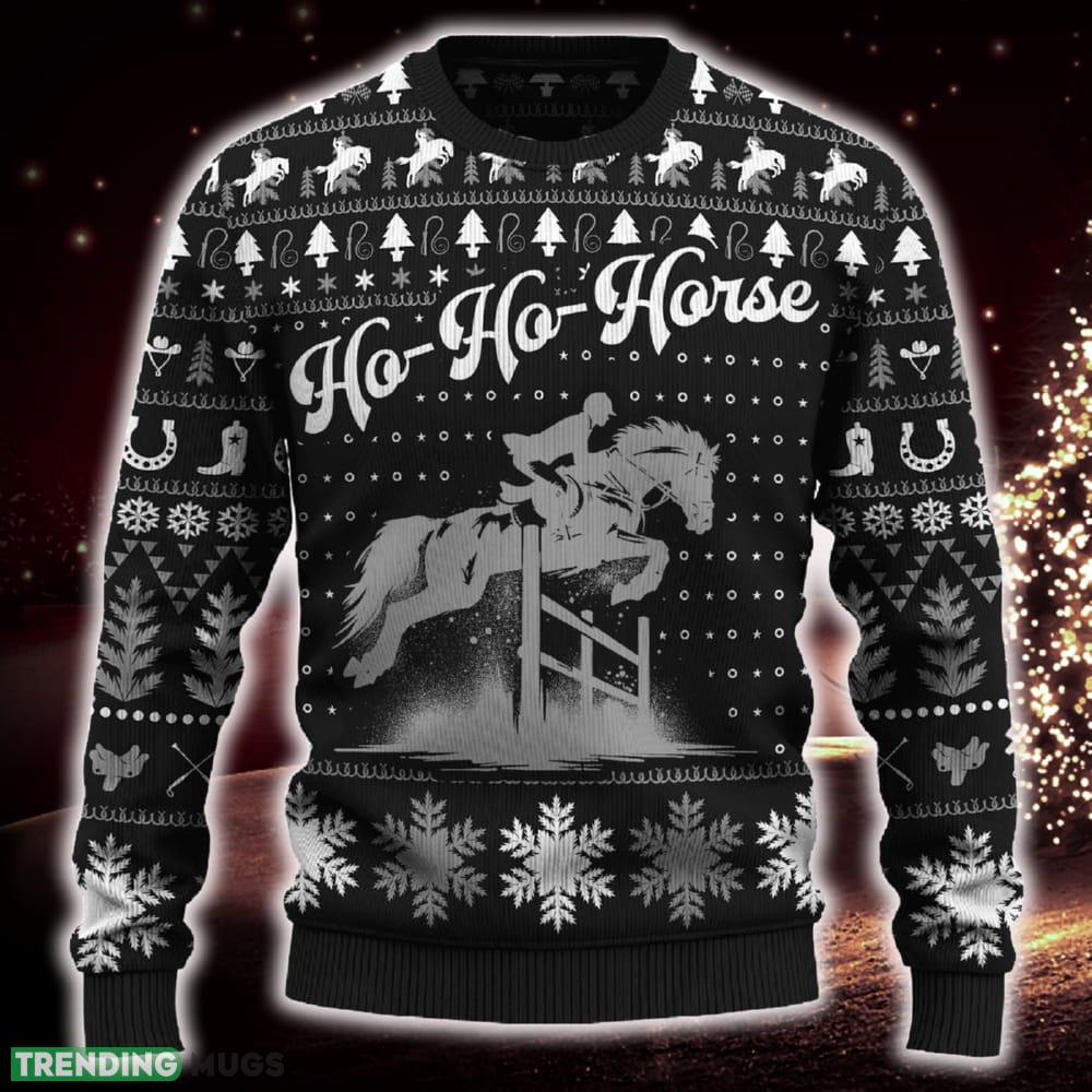 Ho-Ho-Horse Show Jumping For Fans Ugly Christmas Sweater Gift Familys - Ho-Ho-Horse Show Jumping Sweater_1 Ho-Ho-Horse Show Jumping For Fans Ugly Christmas Sweater Gift Familys - Ho-Ho-Horse Show Jumping Sweater_1
