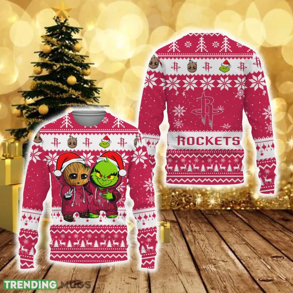 Houston Rockets Baby Groot And Grinch Best Friends Football American New 3D Sweater Gift Ugly Christmas - Houston Rockets Baby Groot And Grinch Best Friends Football American New 3D Sweater Gift Ugly Christmas Houston Rockets Baby Groot And Grinch Best Friends Football American New 3D Sweater Gift Ugly Christmas - Houston Rockets Baby Groot And Grinch Best Friends Football American New 3D Sweater Gift Ugly Christmas